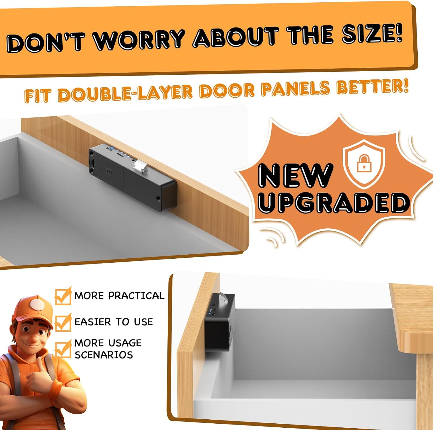 Smart Cabinet Lock,Hidden Drawer Lock Cabinet Lock,Child Safety Baby Proof Cupboard Locks for Children Liquor File Cabinet Cupboard Desk Dresser Black image number 3