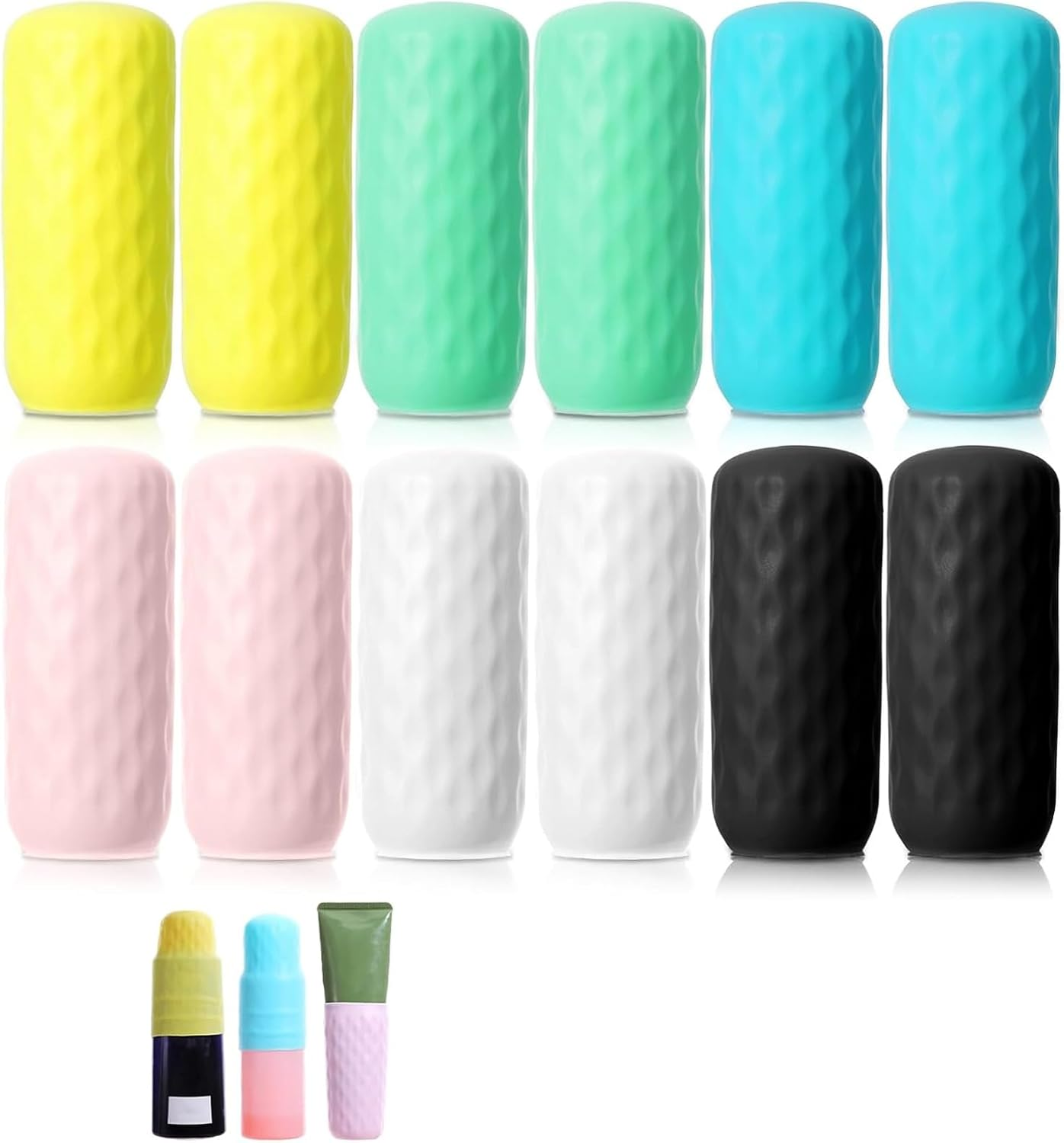 12 Pcs Silicone Bottle Covers for Travel, Travel Essential for Women Men,Beach Vacation Essentials,Travel Size Toiletries Accessories Elastic Sleeves for Leak Proofing