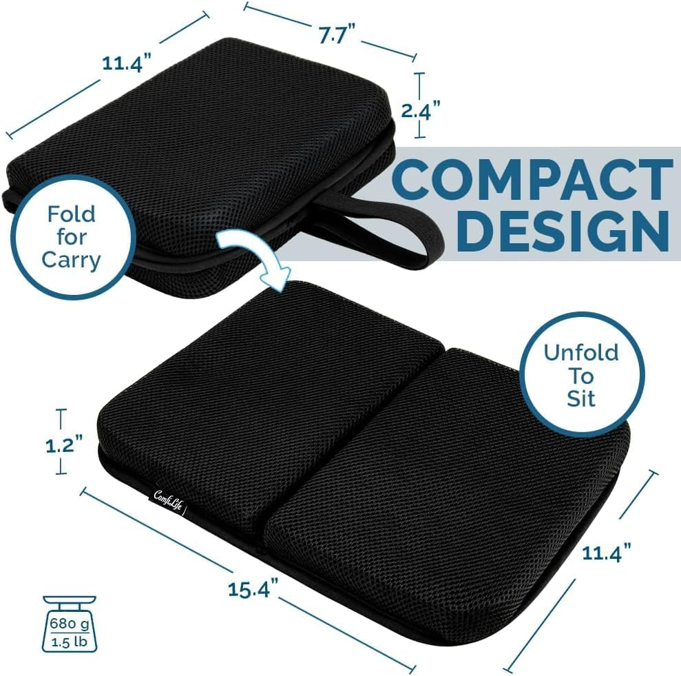 Gel Seat Cushion &ndash; Portable Plane & Travel Cushion &ndash; Gel Grid Design Soft Sitter for Ultimate Comfort &ndash; Foldable Cushions for Commute, Airplanes, Camping, Bleachers image number 3