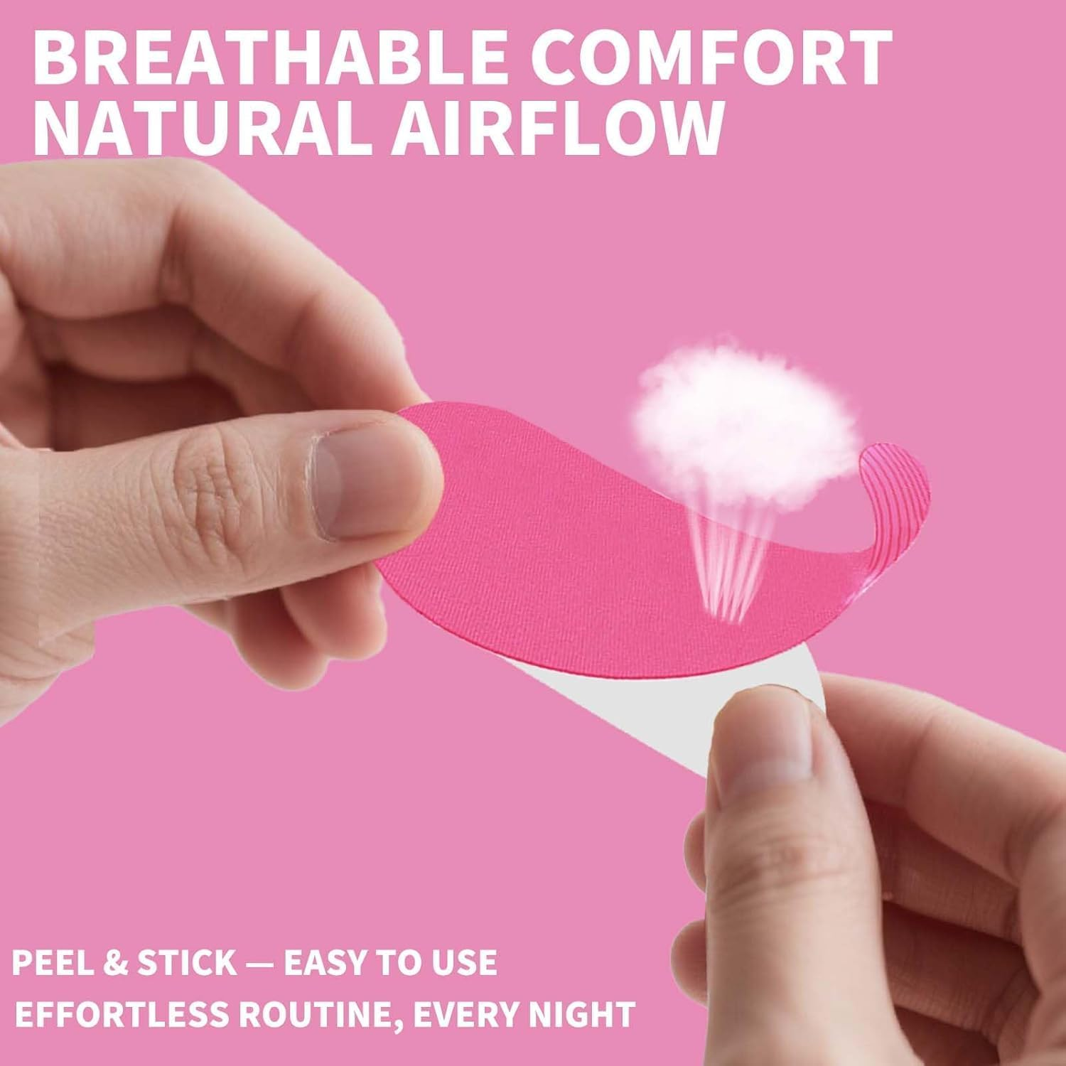 Premium Mouth Tape - Pain Free Removal, Hypoallergenic, Latex Free & Gentle on Skin - Skin Friendly Adhesive Cotton Tape (Pink, 30 Pack) image number 4