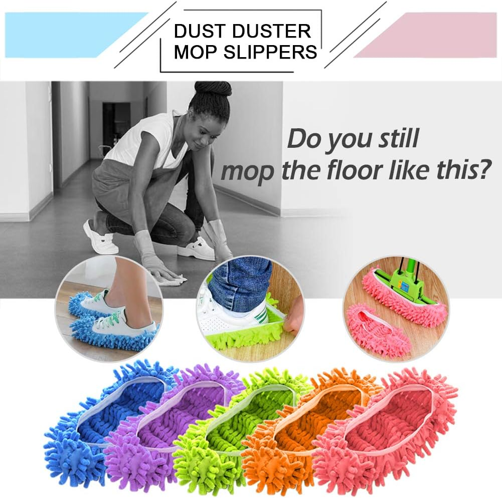 Cosywell Mop Slippers Shoes Cover Dust Duster Slippers Cleaning Floor House Washable 10 PCS 5 Pairs image number 2
