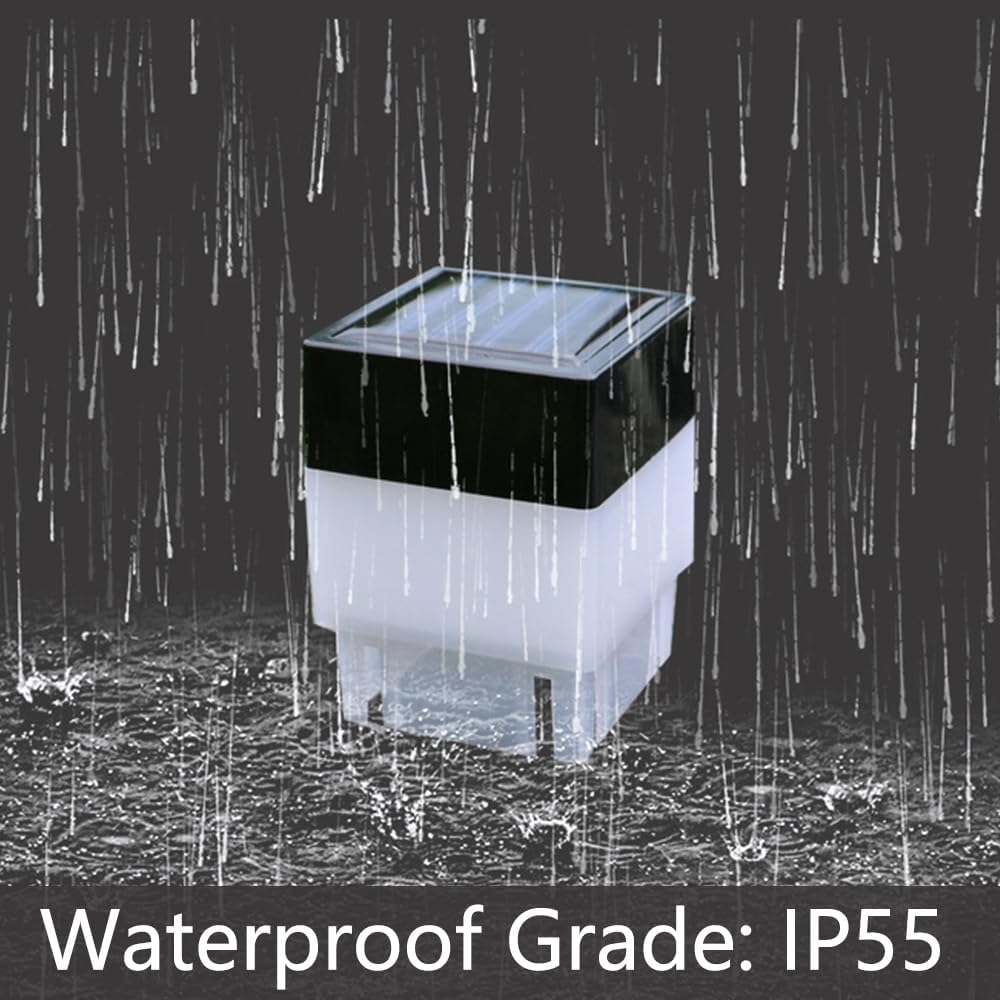 Tophomer 5PCS Outdoor Modern Solar Post Lights - 5X5Cm Glass LED Fence Lights, Waterproof Deck Cap Lights for Flat Surface Patio Garden Decoration (White) image number 3