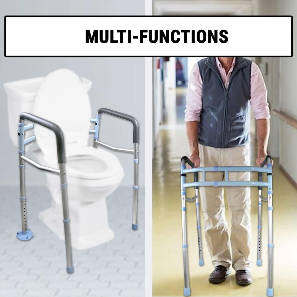 2 in 1 Toilet Safety Handrail & Walking Frame Foldable Walker Rail Elderly Aid image number 2
