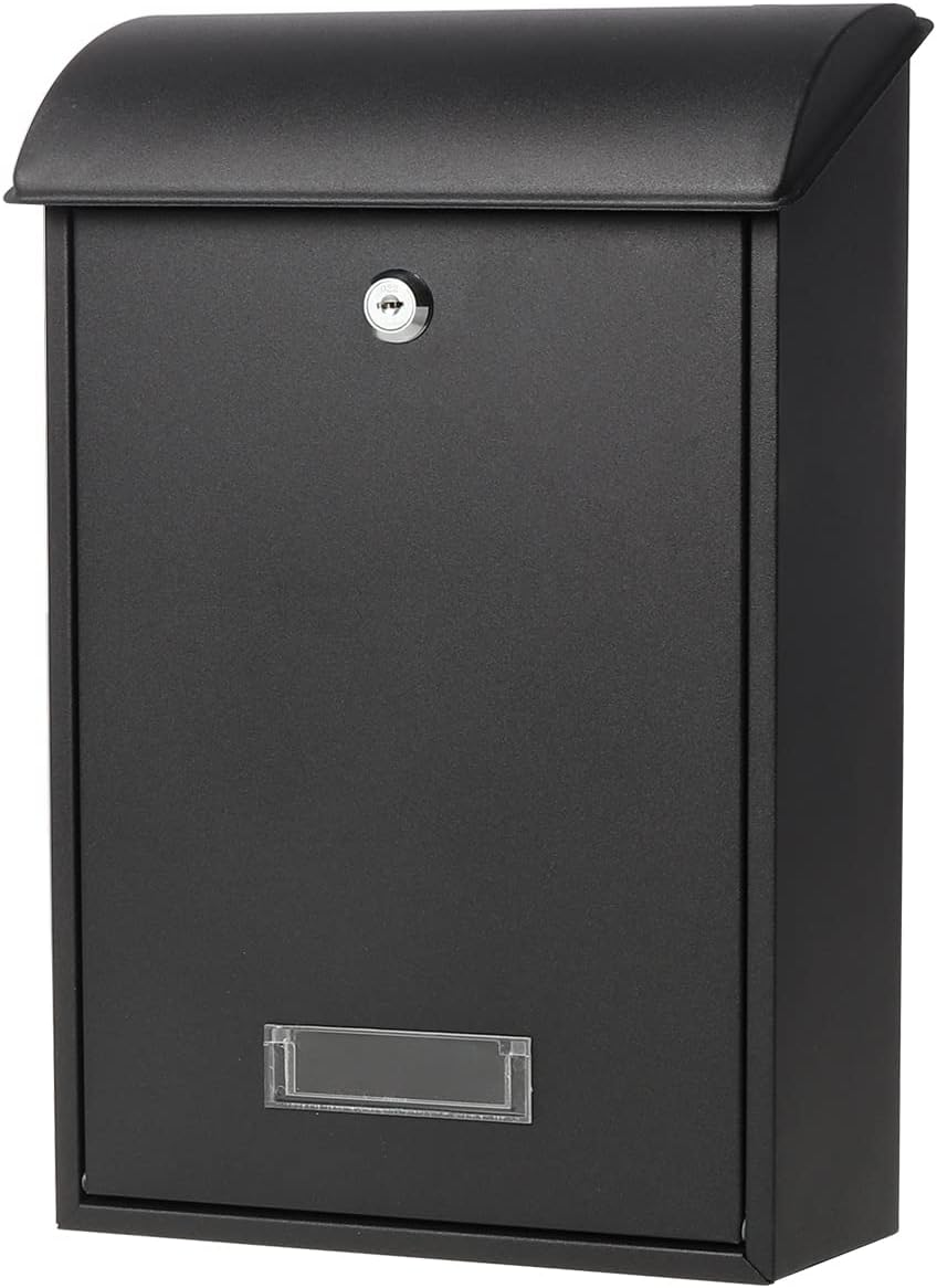 Mailbox with Combination Lock, Lovndi Wall Mounted Locking Mailboxes, Medium Capacity Drop Lock Box for Outdoor, Black