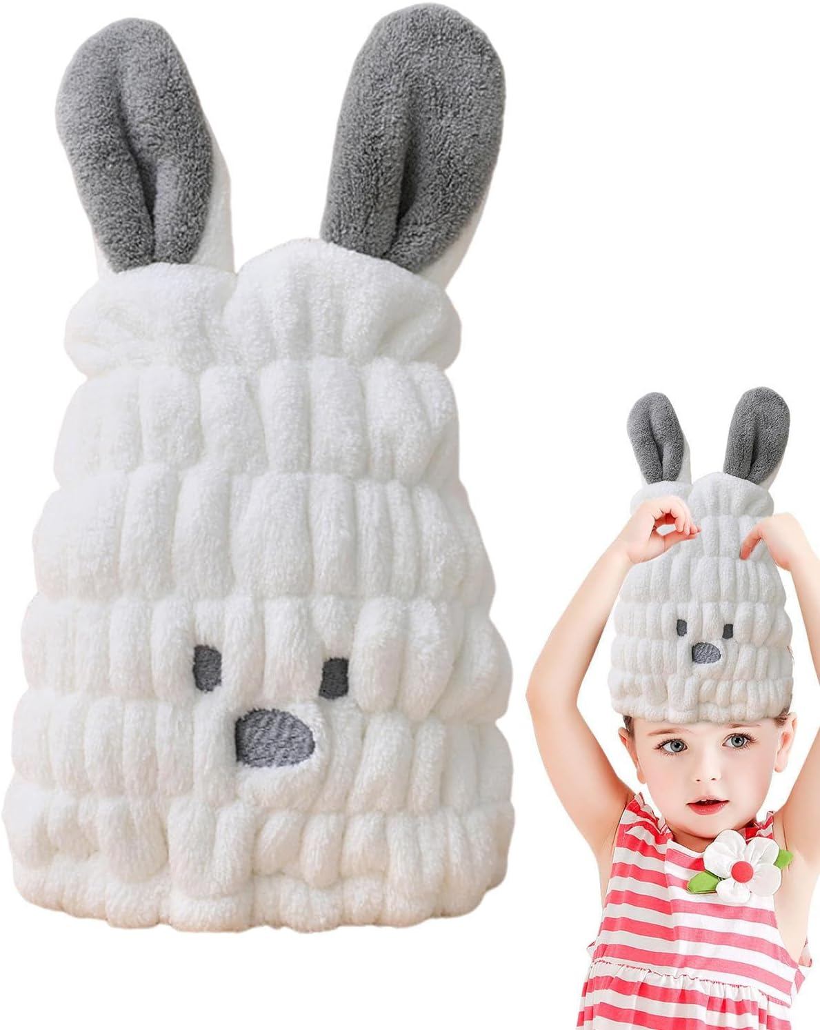 Hair Drying Towel for Kids - Children'S Cartoon Absorbent Hair Wrap,Machine Washable Hair Drying Tool for Face Wash, Makeup, and Bath Buniq