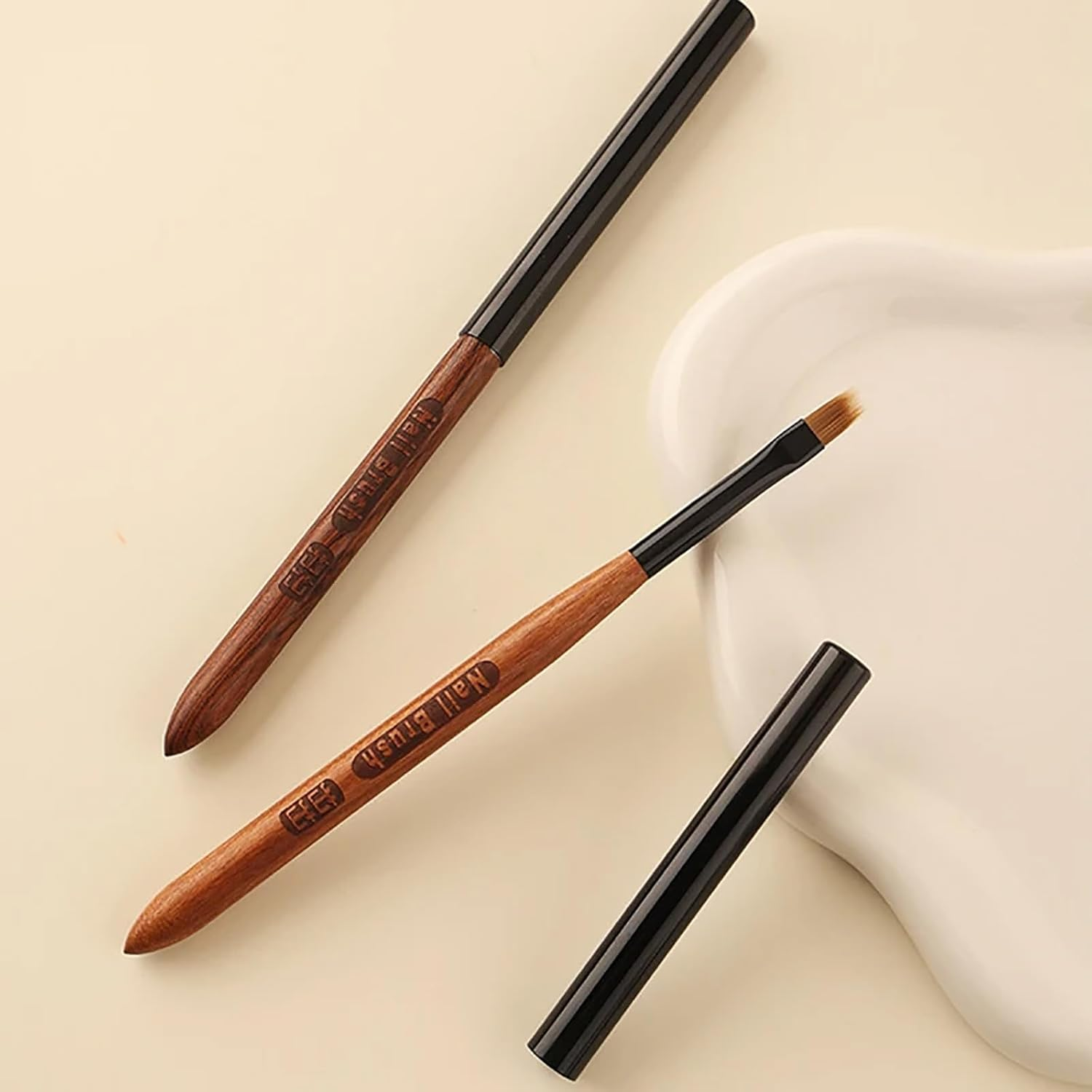 JFIYUOMCI Ombre Nail Brush (Thicken), Precise Gradient & Lace Nail Art Painting Brushes Pen, Acrylic Ombre Brush for Nails, Mahogany Manicure Design Tool for DIY & Salon Gel Polish image number 6