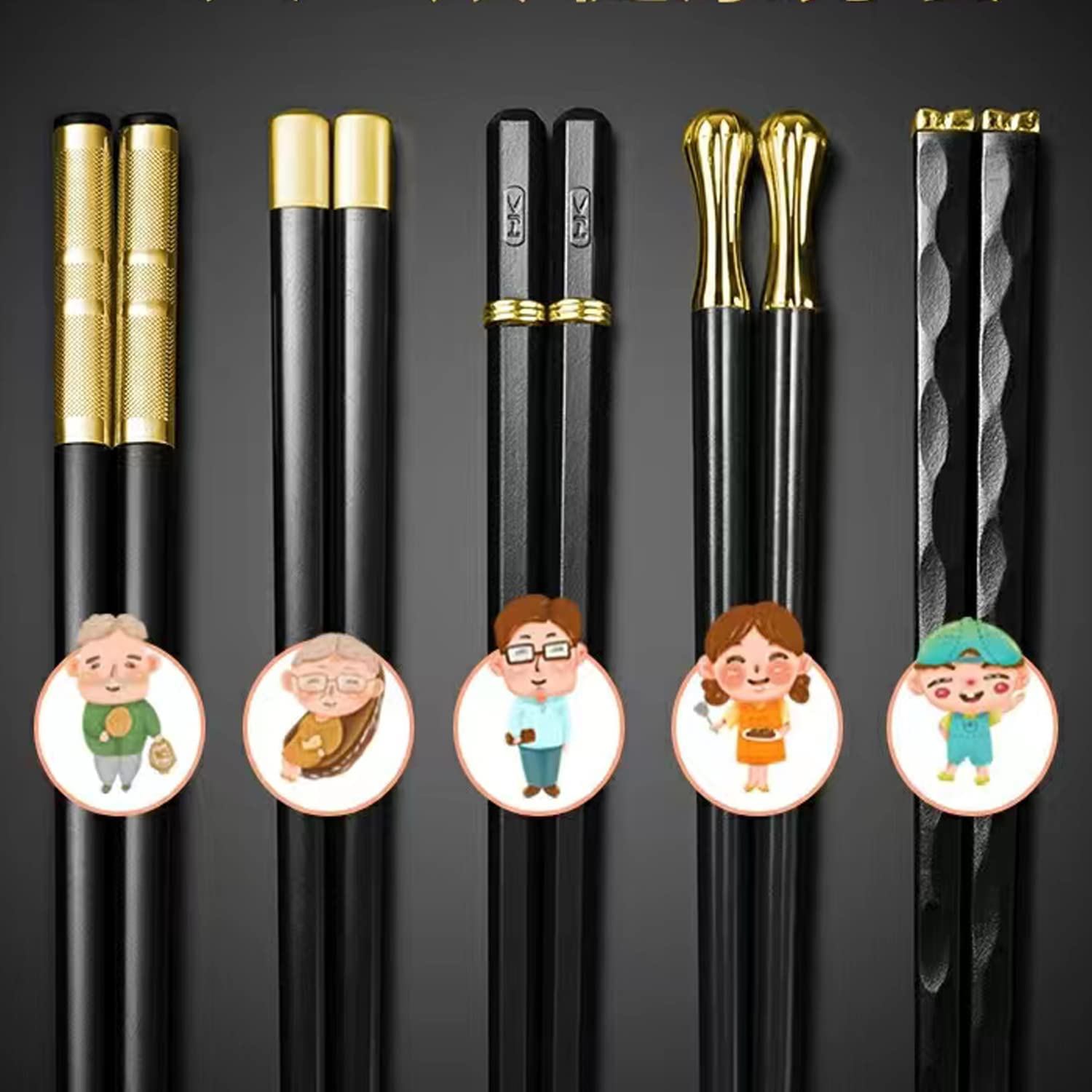 Chopsticks, Reusable Chopsticks, 5 Pairs Dishwasher Safe Metal Chopsticks, Easy to Use, Square Lightweight Chop Sticks, Gift Set image number 2