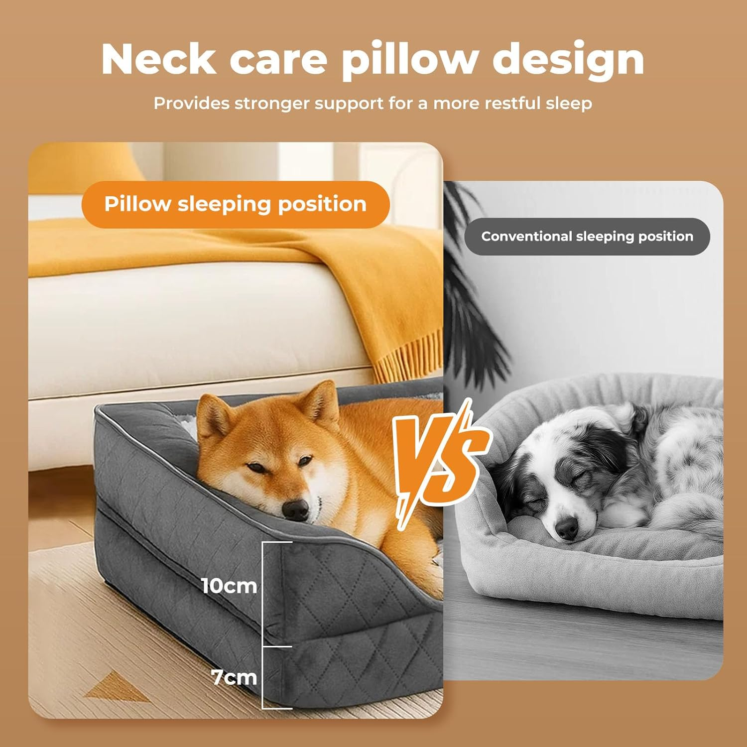 Pawz Orthopedic Dog Bed for Extra Large Dogs,Rectangle Pet Bed with Supportive Foam Bolster Couch, Durable Dog Bed Sofa,Washable Dog Bed with Removable Cover,Waterproof Lining image number 5