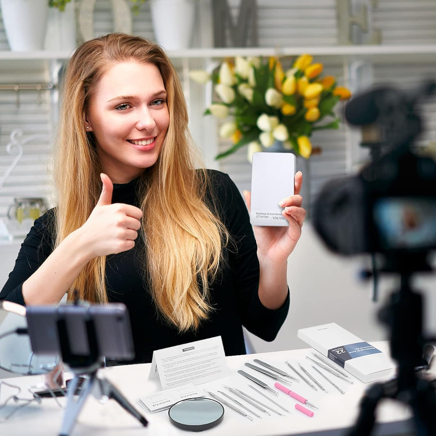 Blackhead Remover Comedone Extractor,15 Pcs Professional Stainless Steel Blackhead Remover Comedone Extractor Tools with Metal Case,Pimple Popper Tool Kit for Blackheads, Blemish, Comdone, Acne image number 2