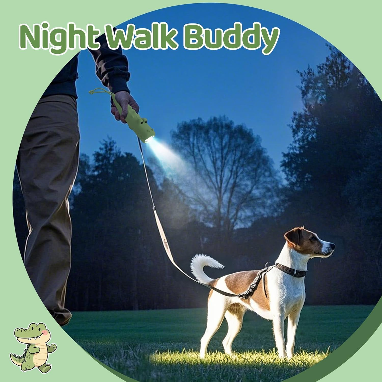 Phoselpida Silicone LED Flashlight,Rechargeable Cute Animal Shaped Silicone Flashlight,Crocodile and Dog Flashlight,Gifts for Camping Essentials Gear,Birthday,Christmas and New Year (2PCS) Dog Torch image number 1