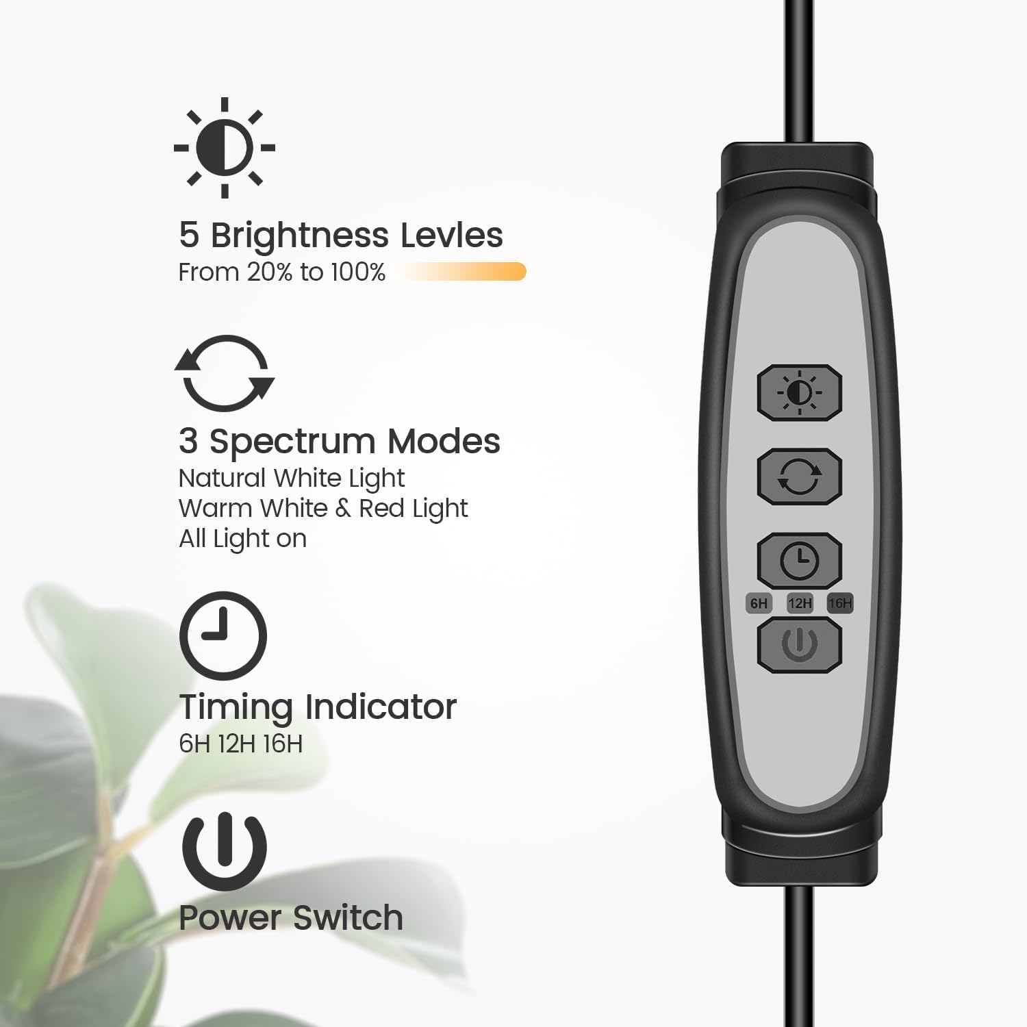 Plant Grow Light, Full Spectrum LED Floor Grow Light for Indoor Plants | Height Adjustable 67 Inch (170Cm) | Automatic Timer | 5V Low Safe Voltage | Ideal for Large Plants image number 5