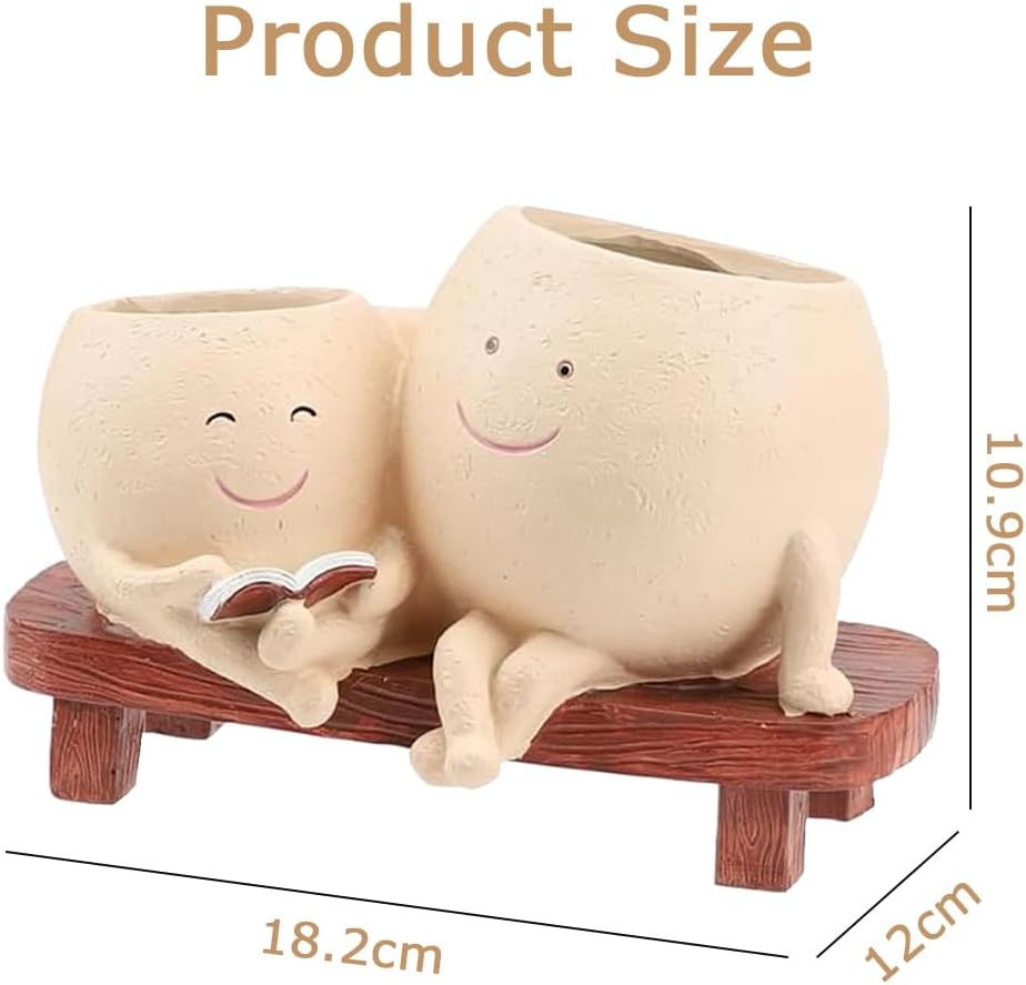 Smiley Face Planter,Cute Flower Planter,Face Planter Pots,Desk Ornament Flower Pot,Resin Flower Pot,For Mother&rsquo;S Day,Birthday,Appreciation and Christmas with Drainage Hole image number 6