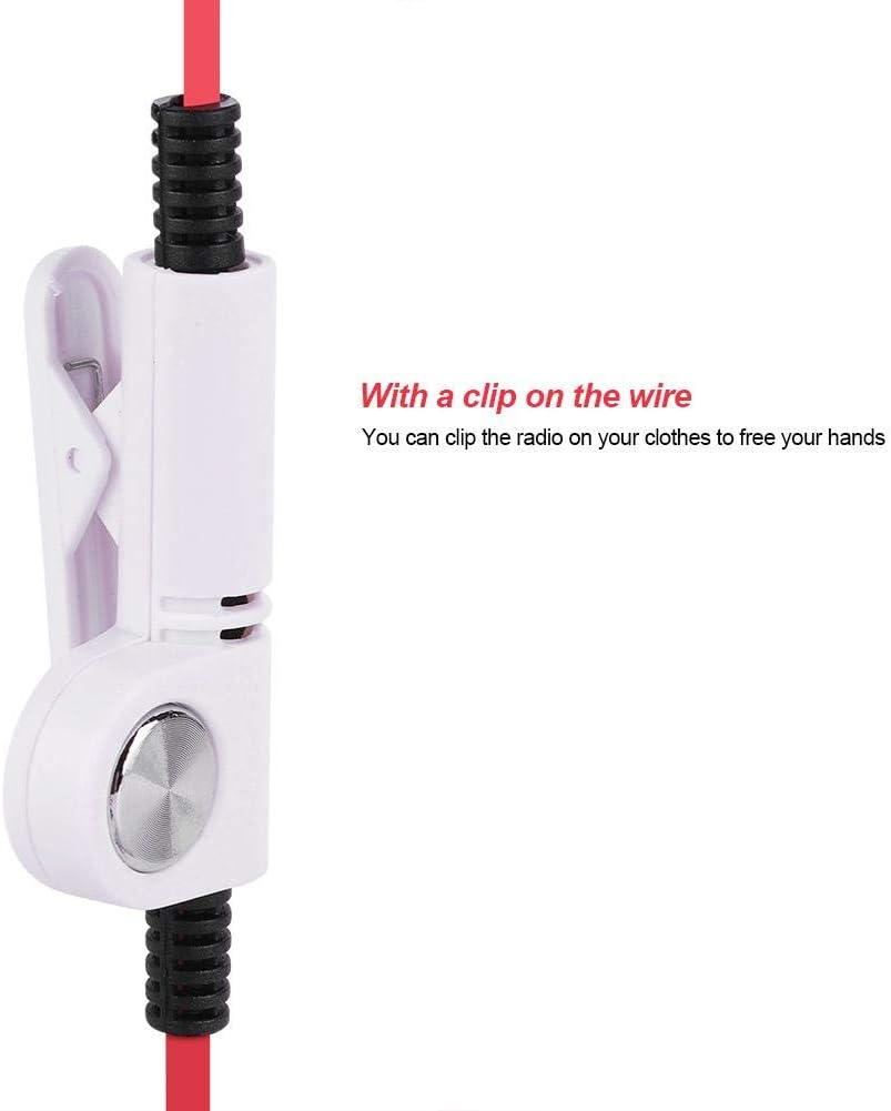 Bewinner Walkie Talkie Headset, 2-Pin K Headphones Headset with PTT Microphone for Walkie Talkie Wireless Head K Suitable for Police Officers, Hotel Guardians (Red) image number 4