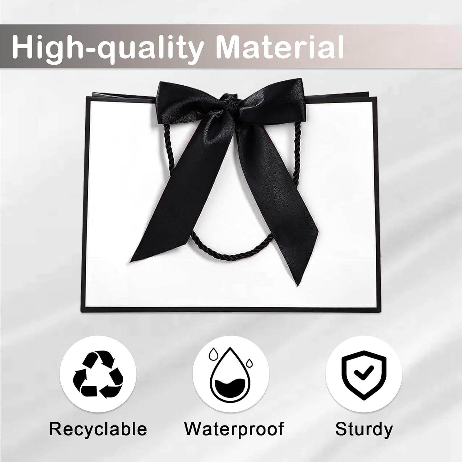 Jotia 3 Sets 28X20X10Cm Gift Bags with Bow Ribbon, Including 3Pcs Gift Bags with 6Pcs Tissue Paper 3 Greeting Cards, Paper Bag with Handle for Birthday Graduation Anniversary Christmas (White) - Pink image number 2