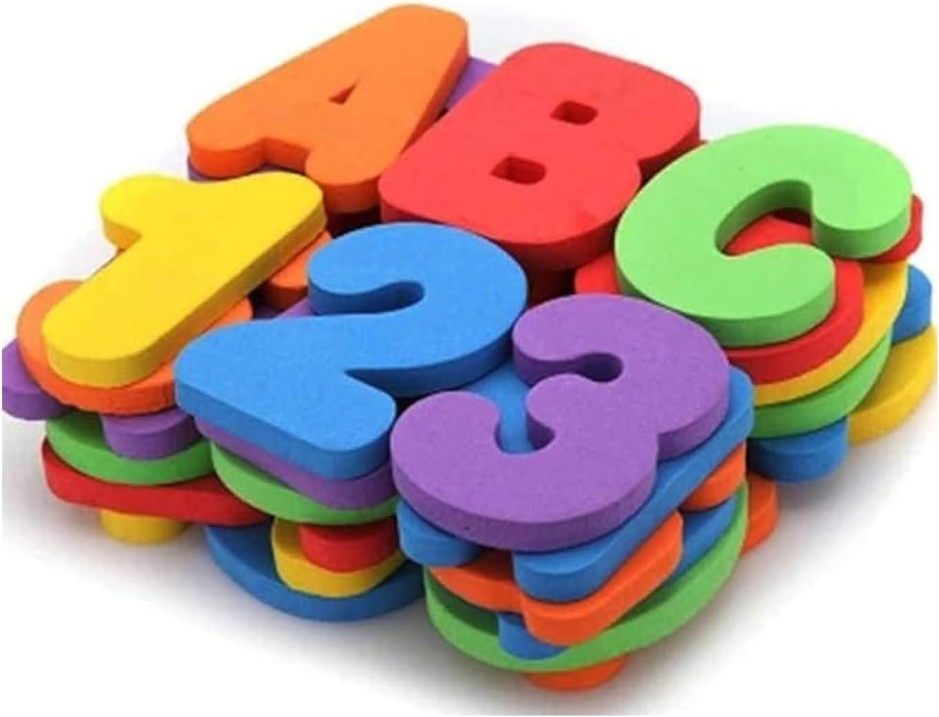 36Pcs/Set Bath Toy,Floating Alphanumeric Letters Puzzle Soft Numbers Bathroom Sticker