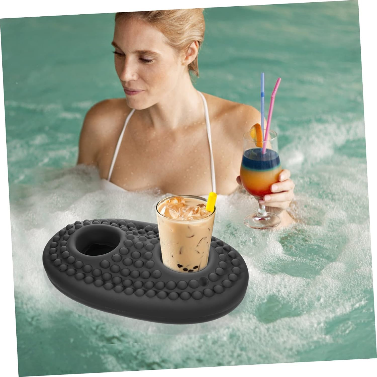 Pool Cup Base Beach Cup Holder Pools for Inflatable Toys for Pool Float Drink Caddy Summer Pool Party Favors Floating Drink Tray Floating Cupholders Pool Supplies Drinks image number 3