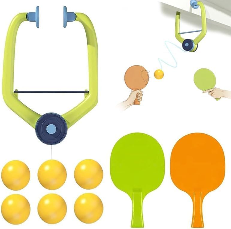 ZZUJIACUN Adjustable Door Table Tennis Game on the Door, Door Clogging Flat, Hanging Table Tennis Coach Set, Indoor Hanging Table Tennis Portable Racquet and Ball Exercisers image number 3