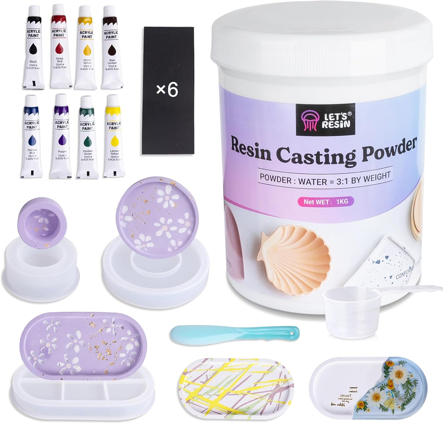 LET'S RESIN Resin Casting Powders 1000G,Fast Cured Kit for Beginners,20-30 Minutes De-Mold,Water Activated Plaster Powder Molds,Easy Mixing & Self Leveling, (ALR01053) image number 3