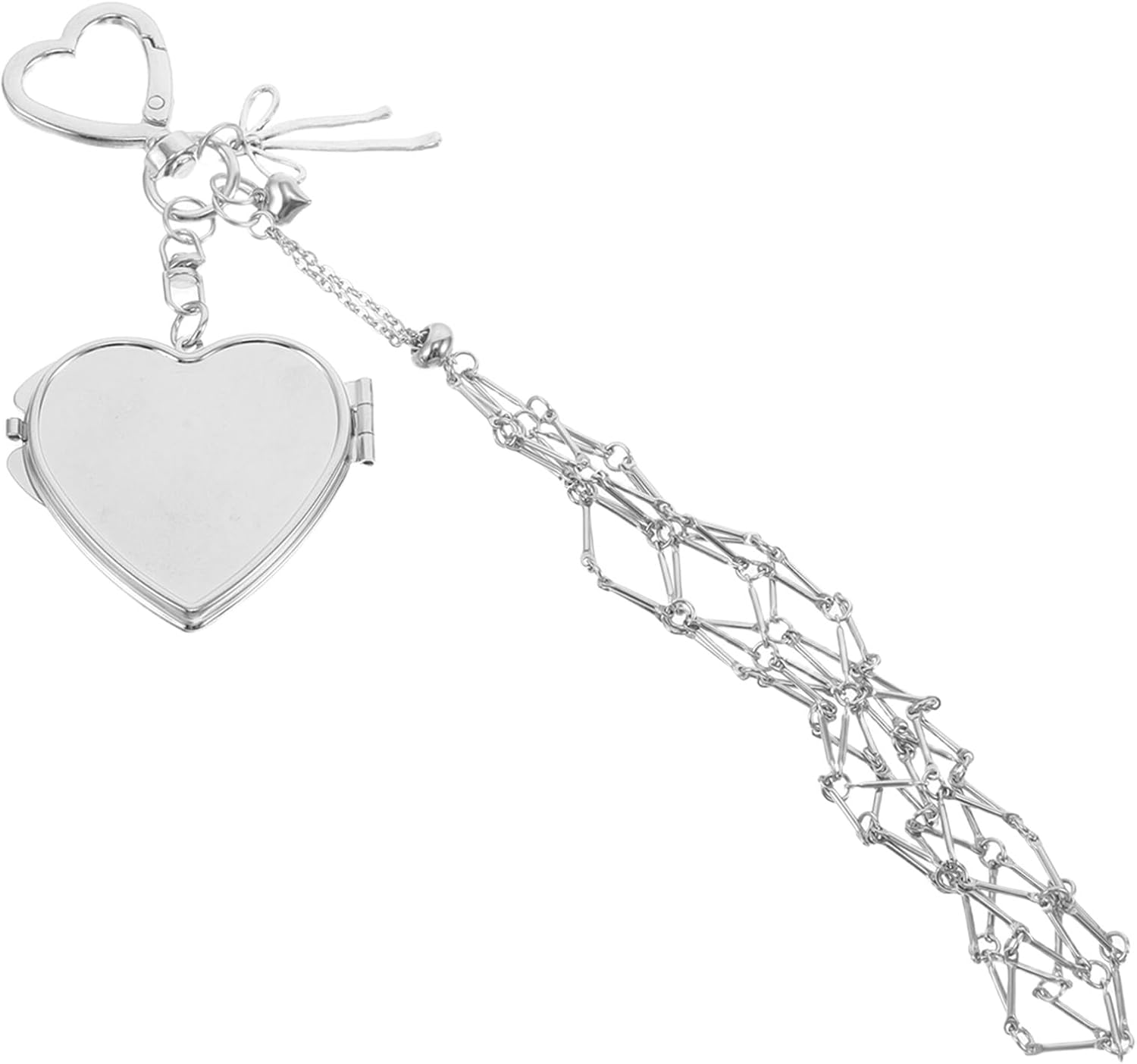 CALLARON Stainless Steel Mesh Pendant Keychain Lipstick Organizer Compact Mirror for Women Purse Ornament Creative Bag Charm Lipstick Case Keychain for Ladies Handbag Cute Pendant image number 1