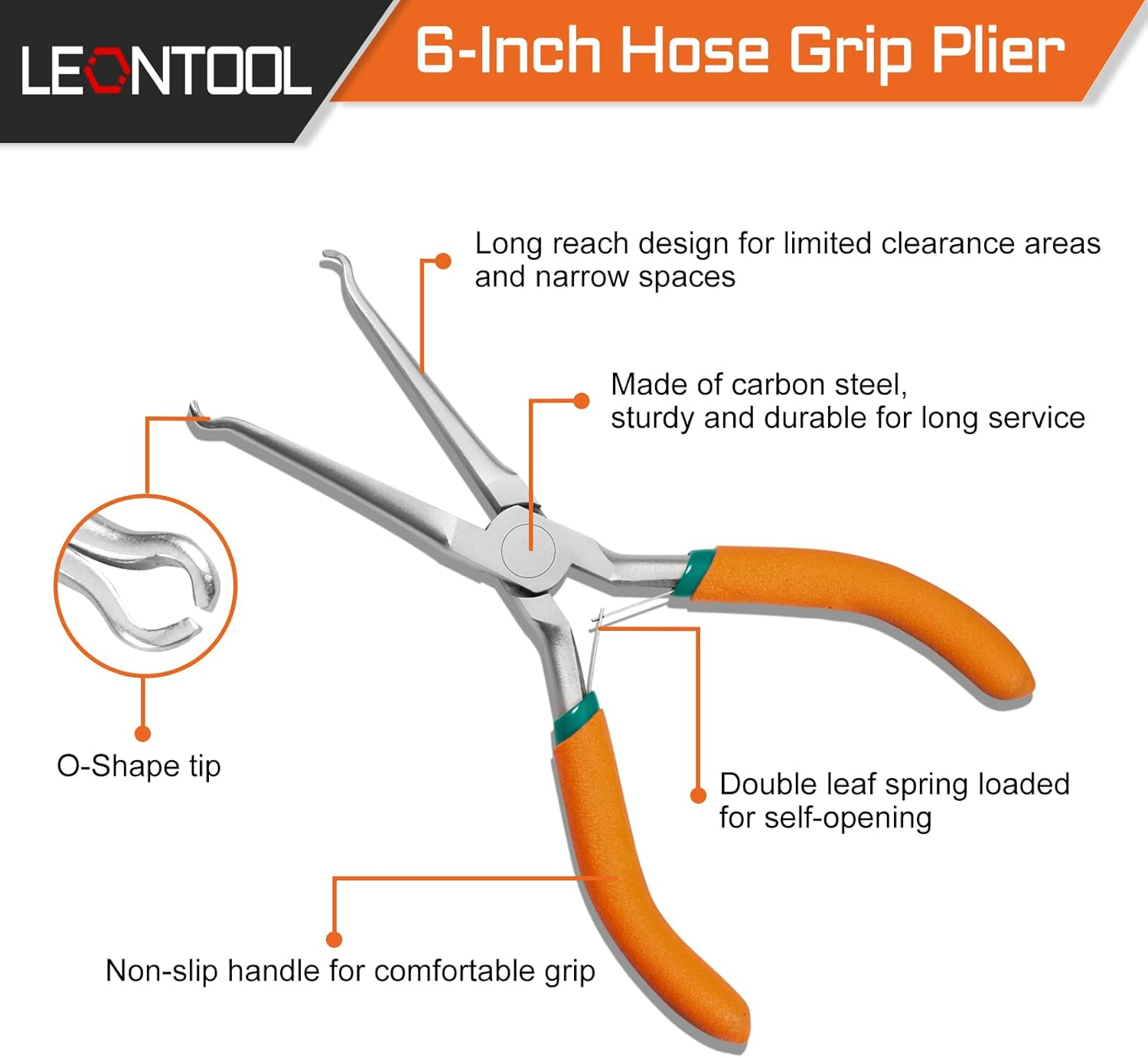 LEONTOOL 6-Inch Hose Grip Plier Small Offset Spark Plug Boot Removal Pliers 1/5 Inch Diameter Long Reach Nose Ring Pliers for Spark Plug Boots and Removing Small Hoses image number 4