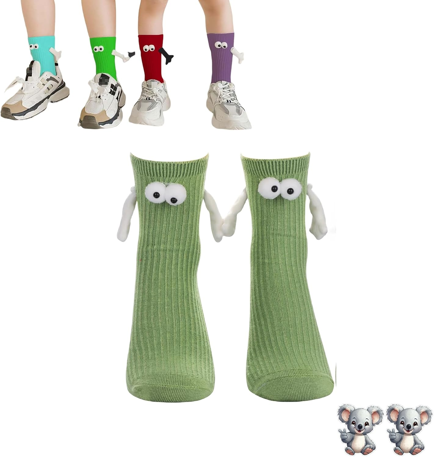 Funny Best Friend Magnetic Hand Hold Sock Couple Buddy Adult Sister Bestie Magnet Weird Match His Her Eye Arm Hug Gag Hilarious Novelty 3D Eyeball Sock Boyfriend Women Men Friendship Silly Fun Gift