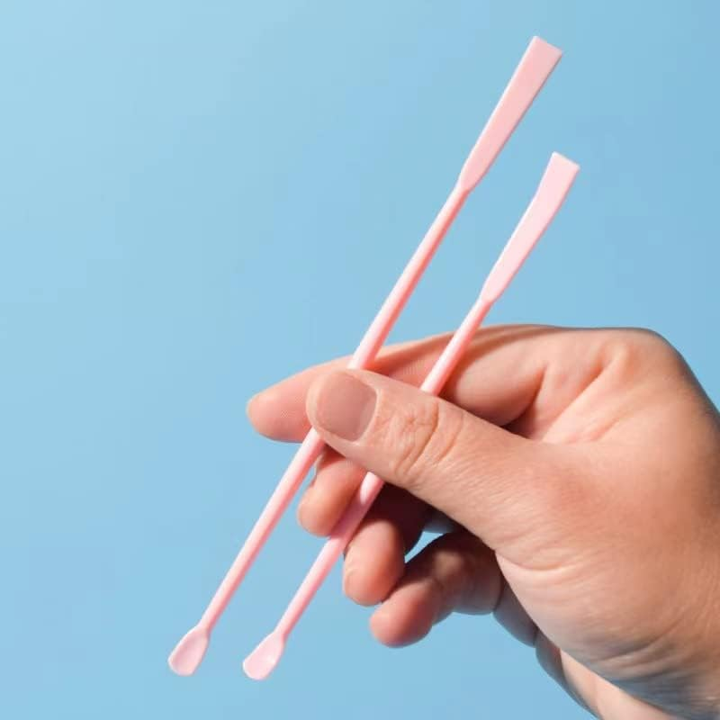 Beauty Spatulas, 2 Piece Set, Large and Small ， Makeup Spatula Tool for Small Aperture Cosmetic Bottle|| Mini Spatula | Flexible and Reusable | Scraper Head Measures Only 0.7Cm Pink image number 2