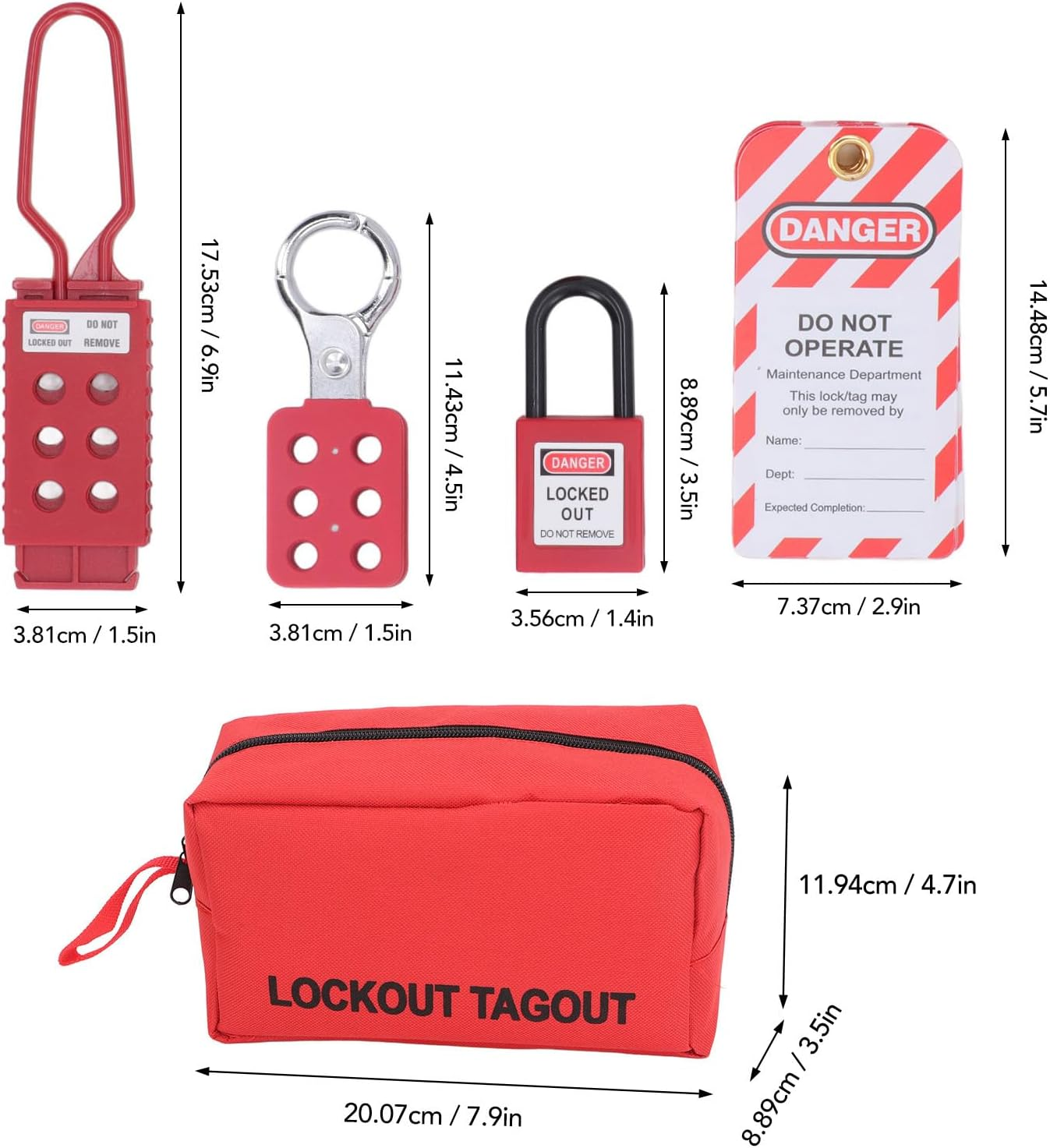 Asixxsix Lockout Tagout Kit Electrical Loto, Clamp on and Universal Multipole Circuit Breaker Lockouts, 4 Loto Safety Padlocks, 3 Circuit Breaker Lockouts, Tags, Storage Bag image number 3
