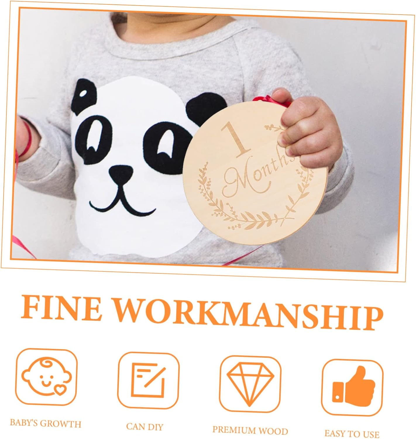 HOODANCOS 13Pcs Wooden Discs Monthly Cards Milestone Cards Photo Props for Nursery Decor and House Decoration Items - Light Yellow image number 2