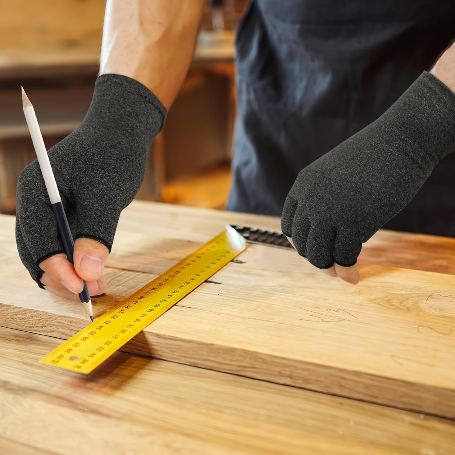 Duerer Arthritis Gloves Women Men, Carpal Tunnel, Rheumatiod, Tendonitis, Fingerless Hand Thumb Compression Gloves, (Black, L) image number 5