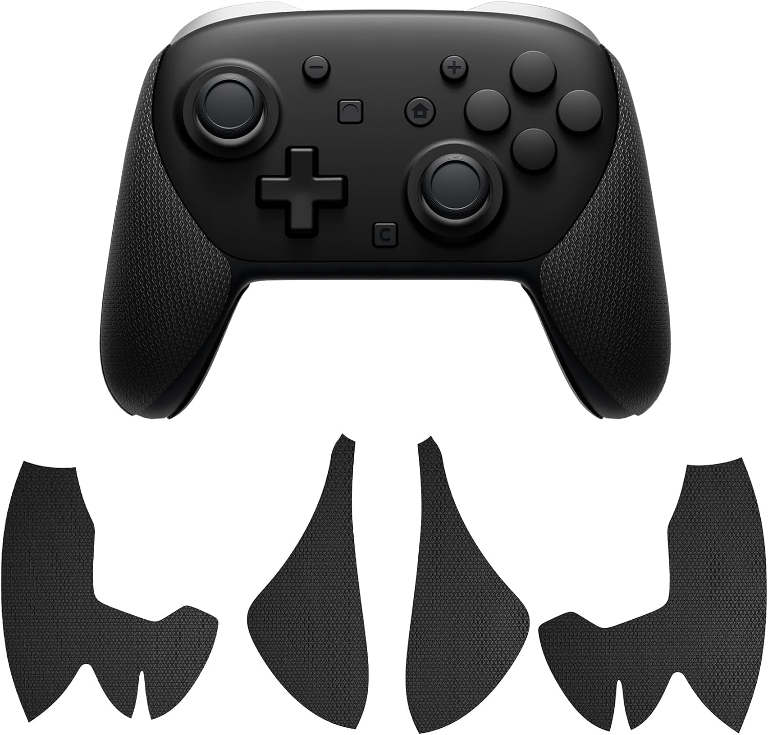 Playvital for Nintendo Switch 2 Pro Controller Grip - Anti-Slip PU Grip Skin with Silicone Back Button Cover for Switch 2 Pro Controller Accessories, Sweat-Absorbent - Hexagonal Textured Black