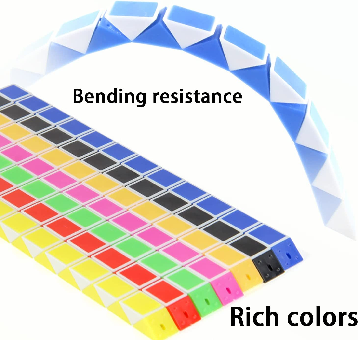 Large Size 8 PCS 24 Blocks Magic Snake Cube,Magic Snake, Magic Ruler, Plastic Puzzle Cube, Finger Sensory,Snake Puzzles for Stress Relief,Party Favours, Random Color image number 2