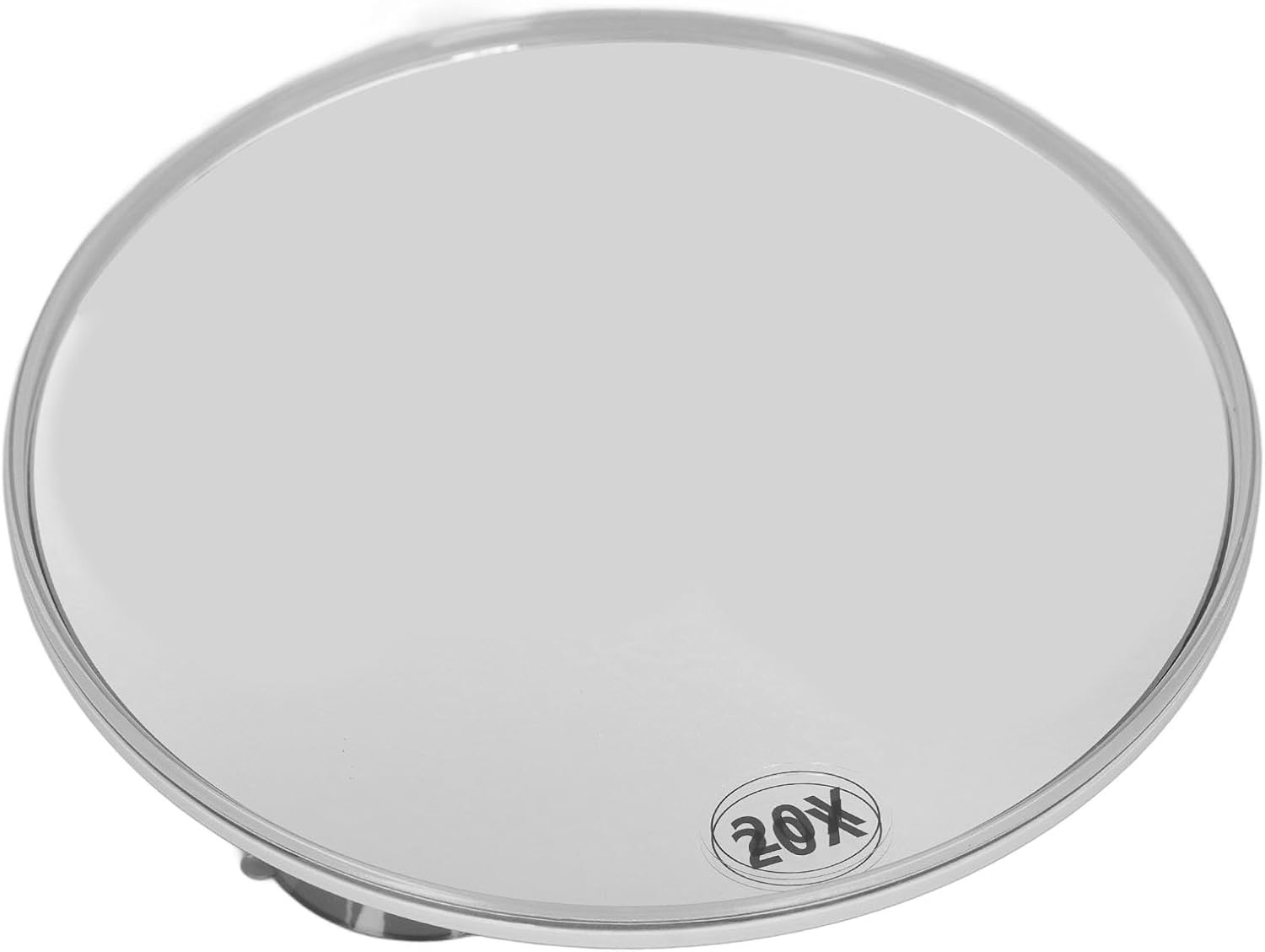 Space Saving 20X Magnifying Mirror with Strong Suction Cups for Facial Care, Portable round Makeup Mirror for Travel, Abs/Glass (White)