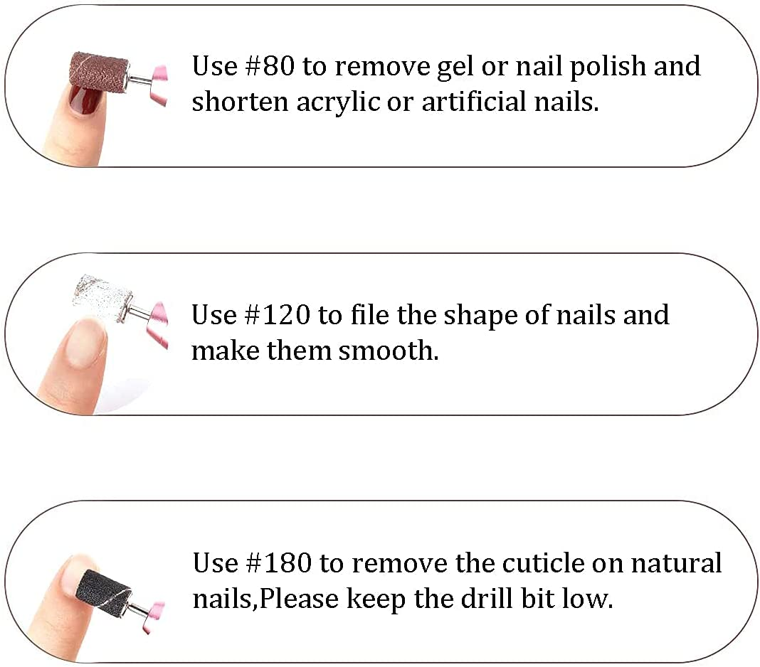 210 PCS Sanding Bands Size #80#120#180 Coarse Fine Grit Efile Sand Set for Manicures and Pedicures Care Nail Tools(Comes with Nail Drill Bits) image number 1