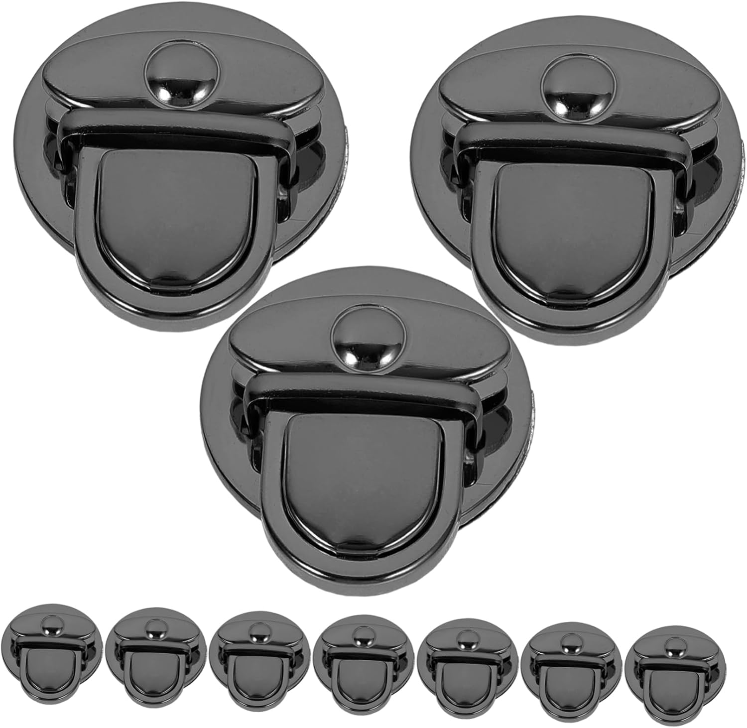 OHPHCALL 10Pcs Black Iron round Purse Buckle Locks DIY Bag Clasp Fasteners for Crafting Suitcases and Travel Luggage Accessories