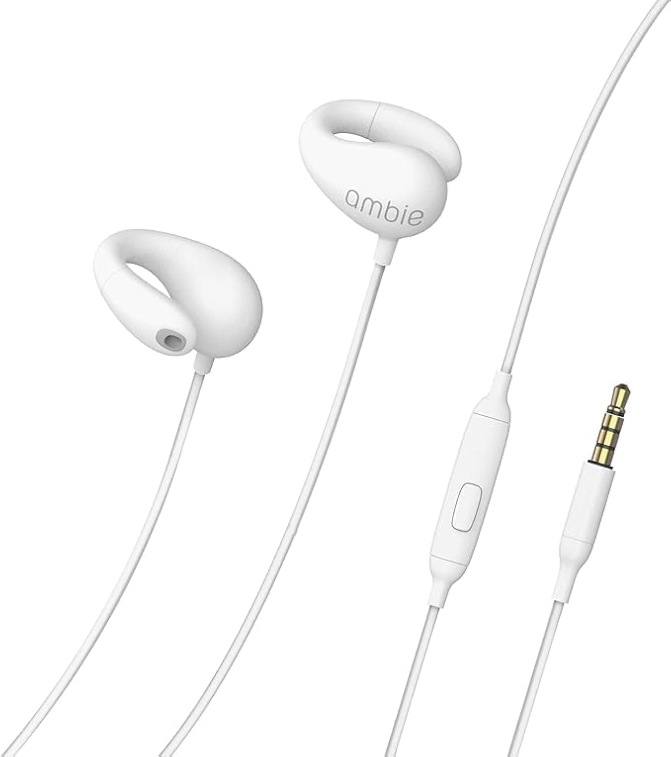 Ambie Sound Earcuffs - Open Ear Earbuds Wired Ear Clip 3.5Mm Headphones with Built-In Microphone & Easy Volume Control | Clip-On Ear Cuff Style Headset | Lightweight Silicone, Black