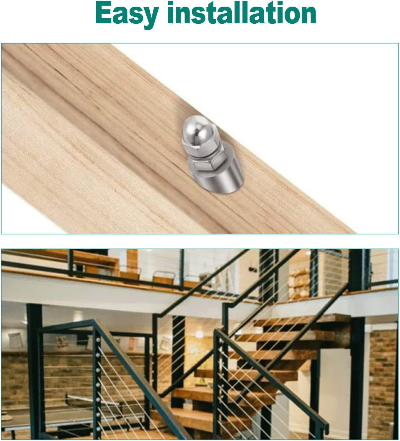 SPEEDWOX 10 Pcs 1/4" 30 Degree Angle Beveled Washers, 316 Stainless Steel Angled Washers, Suit for 1/8" to 3/16" Wire Rope Cable Application image number 5