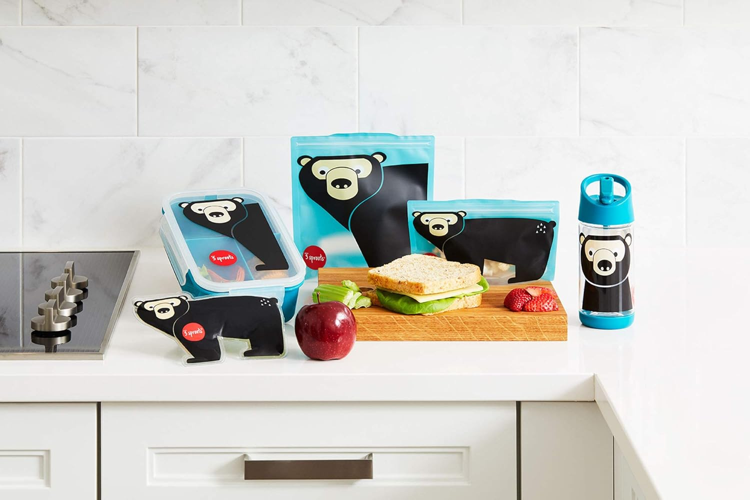3 Sprouts Lunch Bento Box - Bear, Teal image number 5