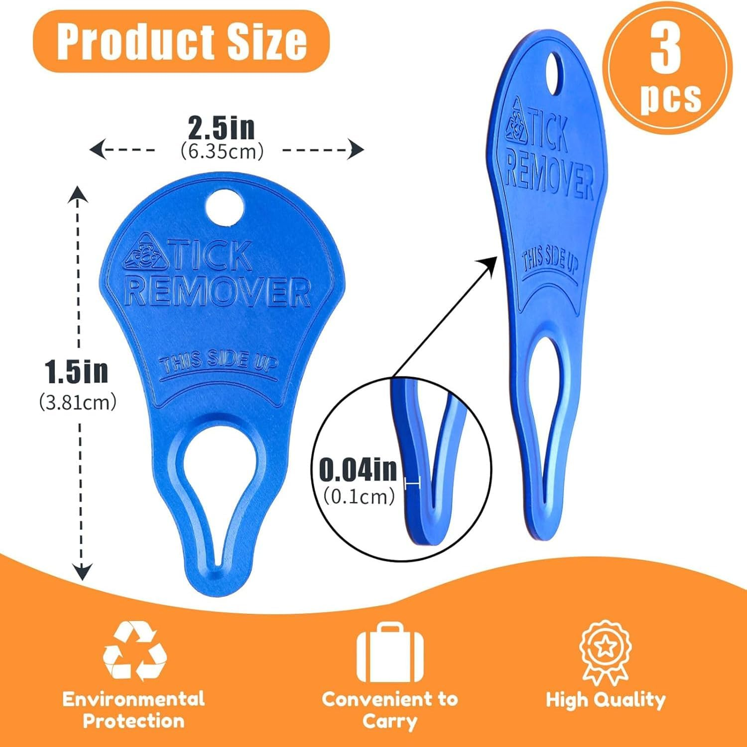 3 Pack Portable Tick Removal Tools, Tick Remover Tools for Dogs, Pets and Humans, Efficient, Safe and Reliable, Tick Key Essentials for Outdoor Activities(3 Colours) image number 3