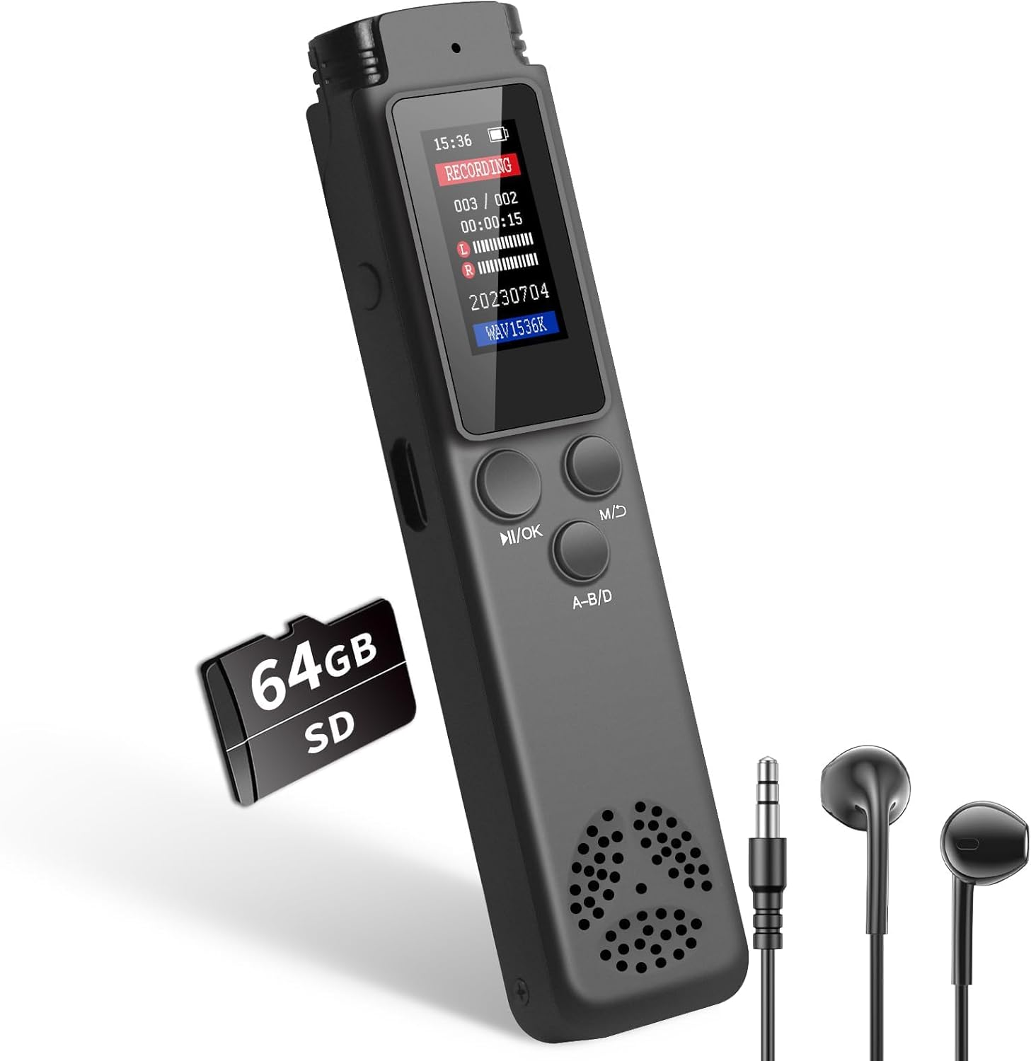 64GB Digital Voice Recorder Voice Activated Recorder for Lectures Meetings, Audio Recorders with Playback, Password, Variable Speed, Tape Recorders USB Charge, MP3 (With Play) image number 2