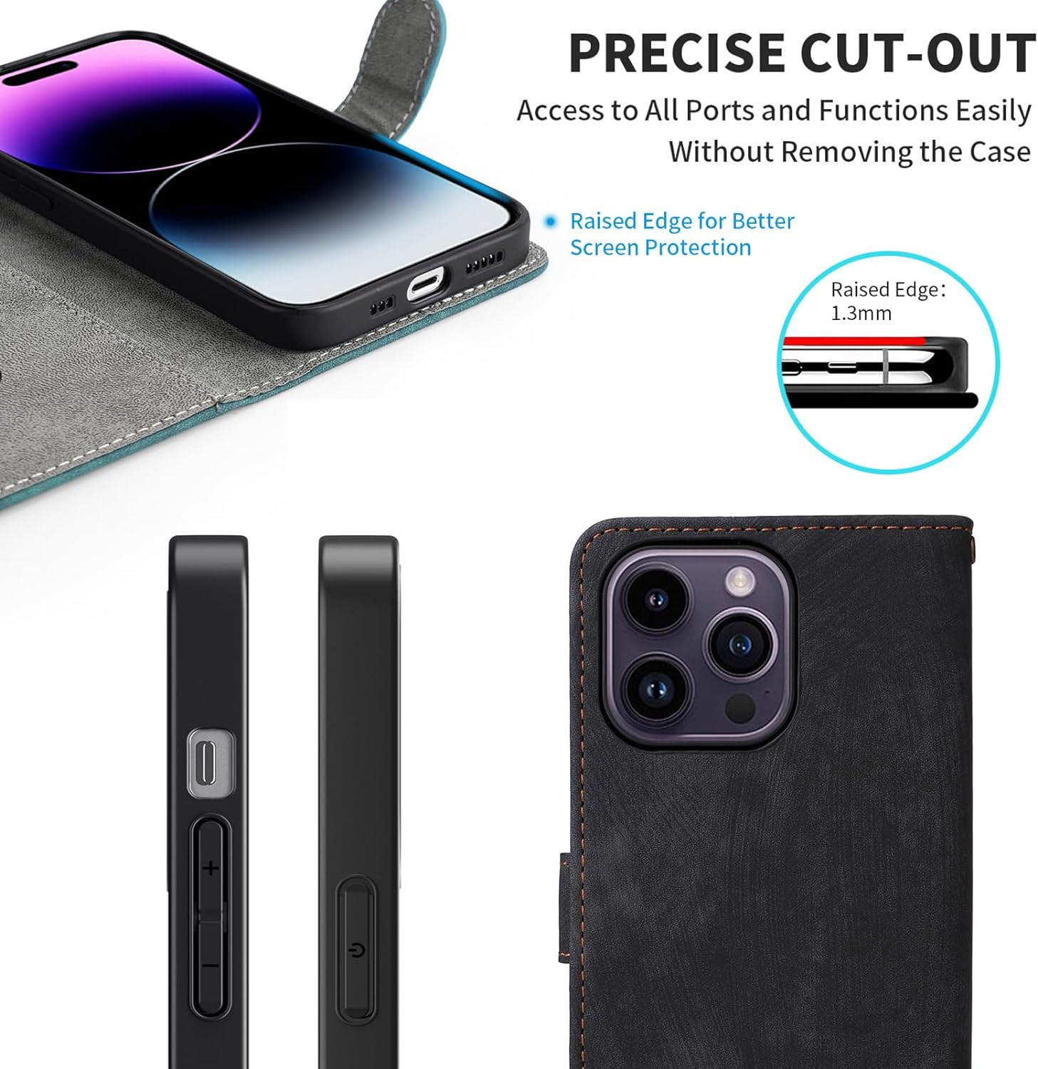 IUQXU for Nothing Phone 3A Pro Wallet Phone Case with Screen Protector [RFID Blocking] Leather Card Holder Kickstand Women Men Cell Phone Case for Nothing Phone3A Pro 3Apro 5G Black - Green image number 6