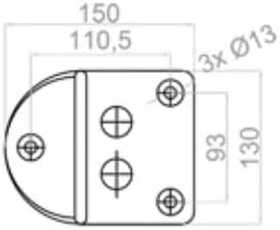 WDB Door Stop Floor 150 X 130 Mm, Black, 1 Set of 1 Piece, Galvanised Steel & Rubber, Suitable for Swing Gates & Heavy Doors image number 2