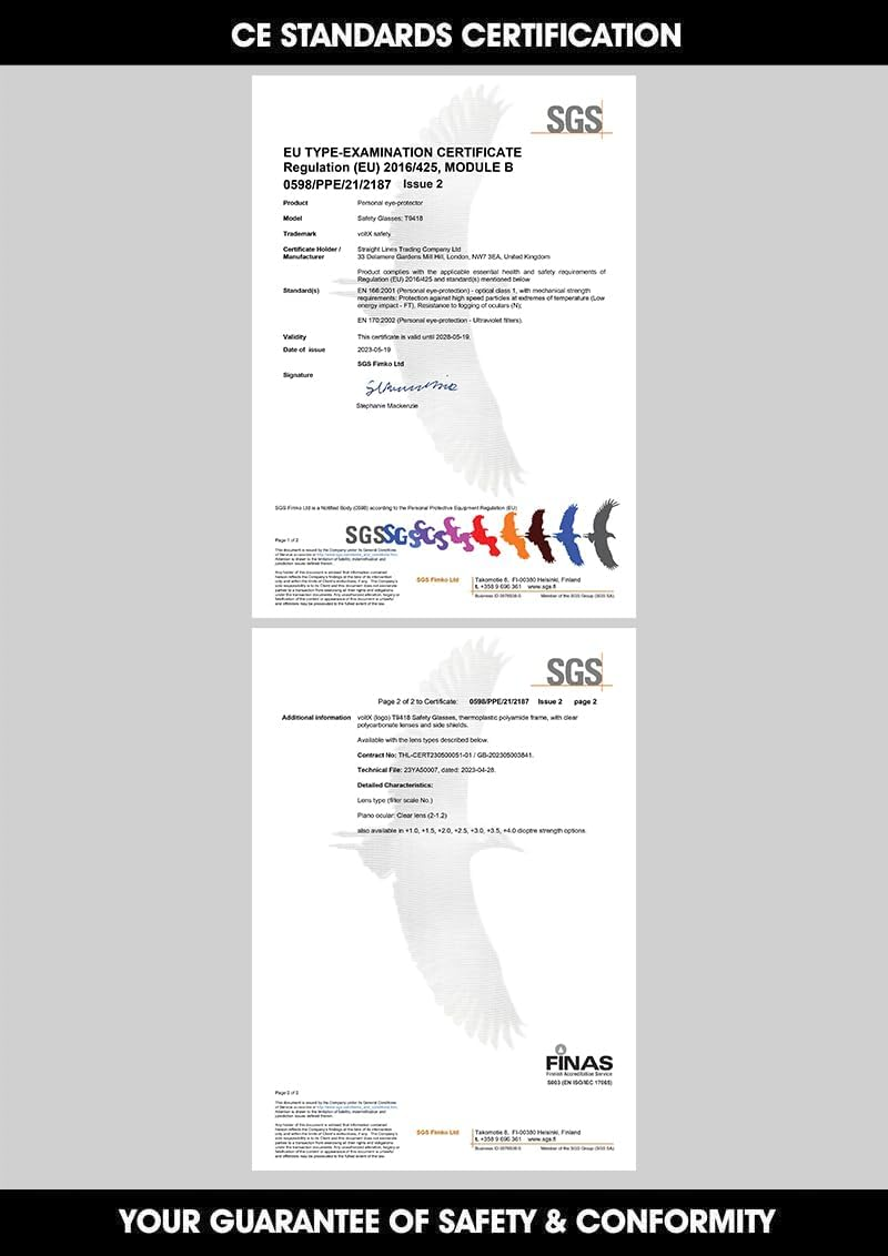 Voltx 'VISION' Safety Readers, Full Lens Magnified Reading Safety Glasses - anti Fog Coated, 1.0 to +3.0 Dioptre Options.