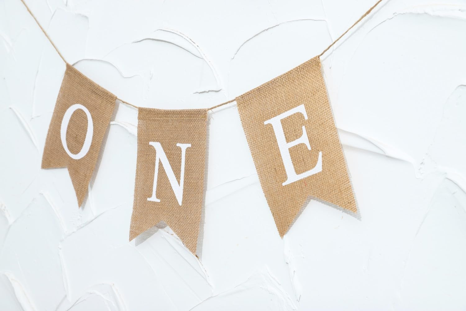 LOVENJOY 1St Birthday Decorations Rustic Burlap Banner for Baby Boy Girl One Year Old Celebration Handmade, Pre-Strung,White image number 1