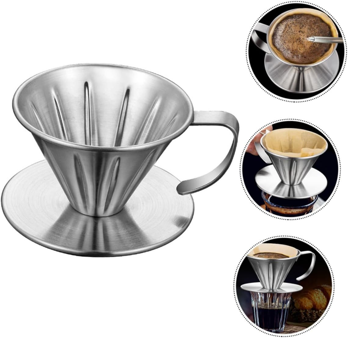 ELAYARD Stainless Steel Coffee Dripper Funnel Handheld Filter Cup Tea Slag Mesh for Home Brewing Easy to Clean and Heat Retentive image number 6