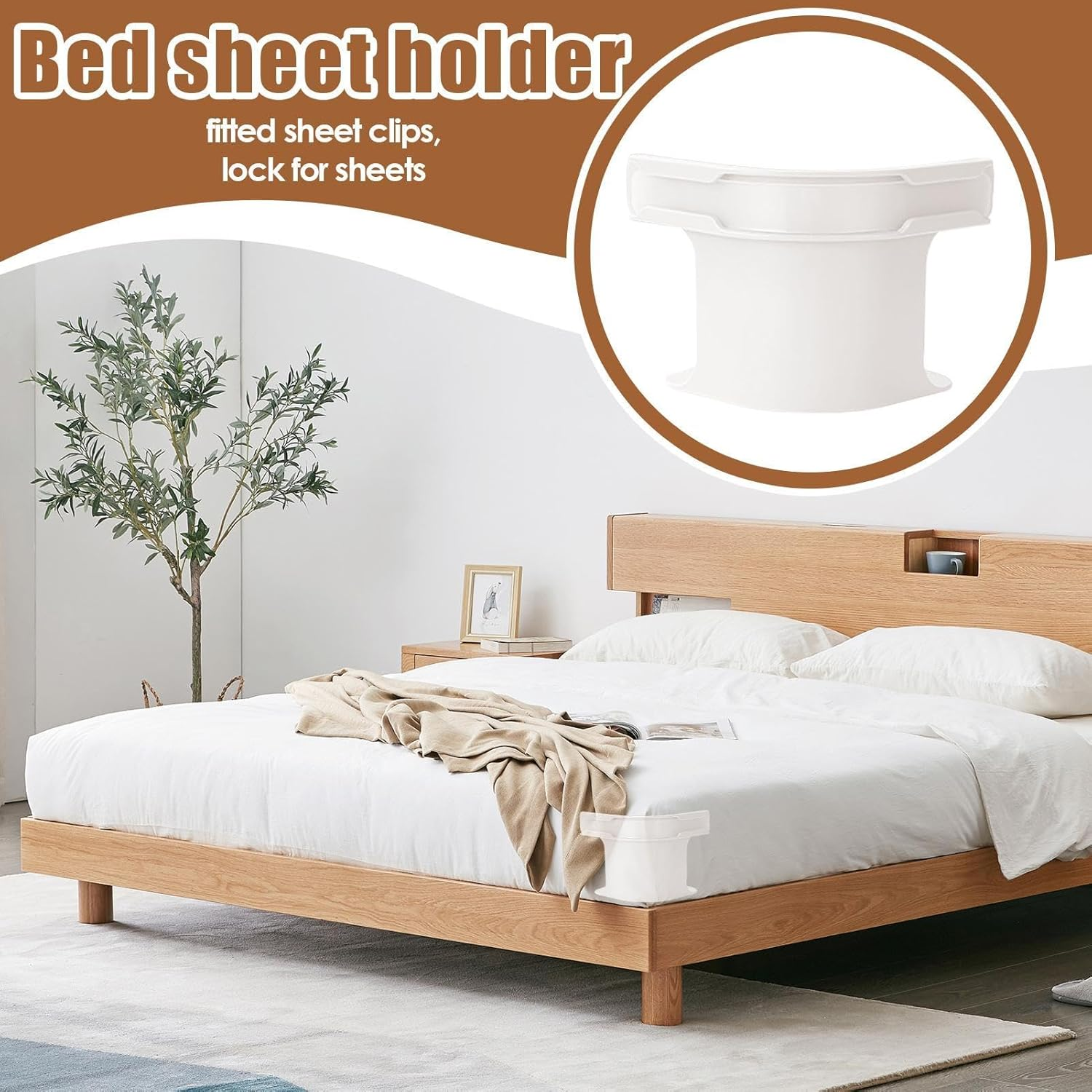 Bed Sheet Holder, Corner Sheet Strap Heavy Duty Lock Bedsheet Keeper, Removable Bed Sheet Holder, Non-Slip Bedsheet Grippers Keep in Place Bedding Accessories for All Mattress 4Pcs image number 4