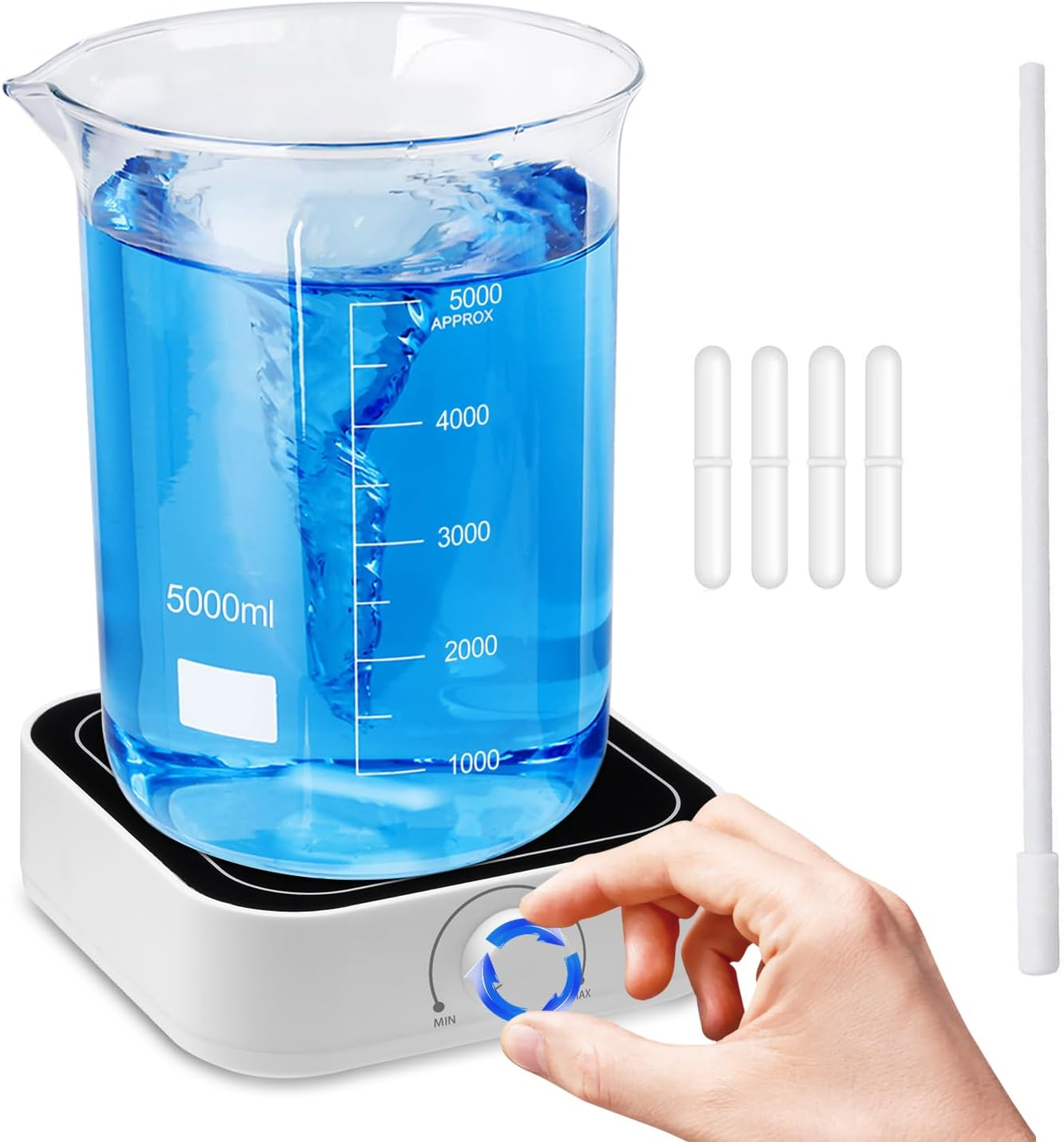 FOUR E'S SCIENTIFIC 5L Magnetic Stirrer with Magnetic Stir Bar and Magnetic Stir Bar Retriever, Max Stirring Capacity 5000Ml, 500-3000RPM Magnetic Mixer(No Heating) image number 6