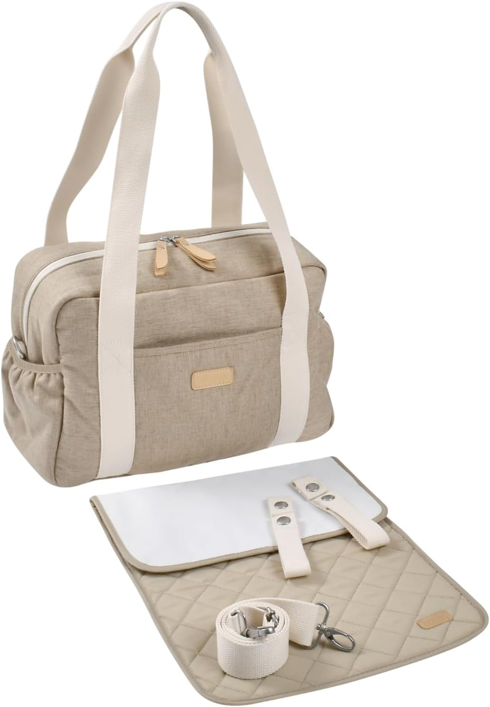 B&Eacute;ABA, Baby Changing Bag, Multiple Compartments, 10 Pockets, Trolley-Case Zipper, Shoulder Strap, Cooler Bag, Changing Mat, Water-Repellent, Capacity 16L, Sac Paris, Clay Earth image number 4