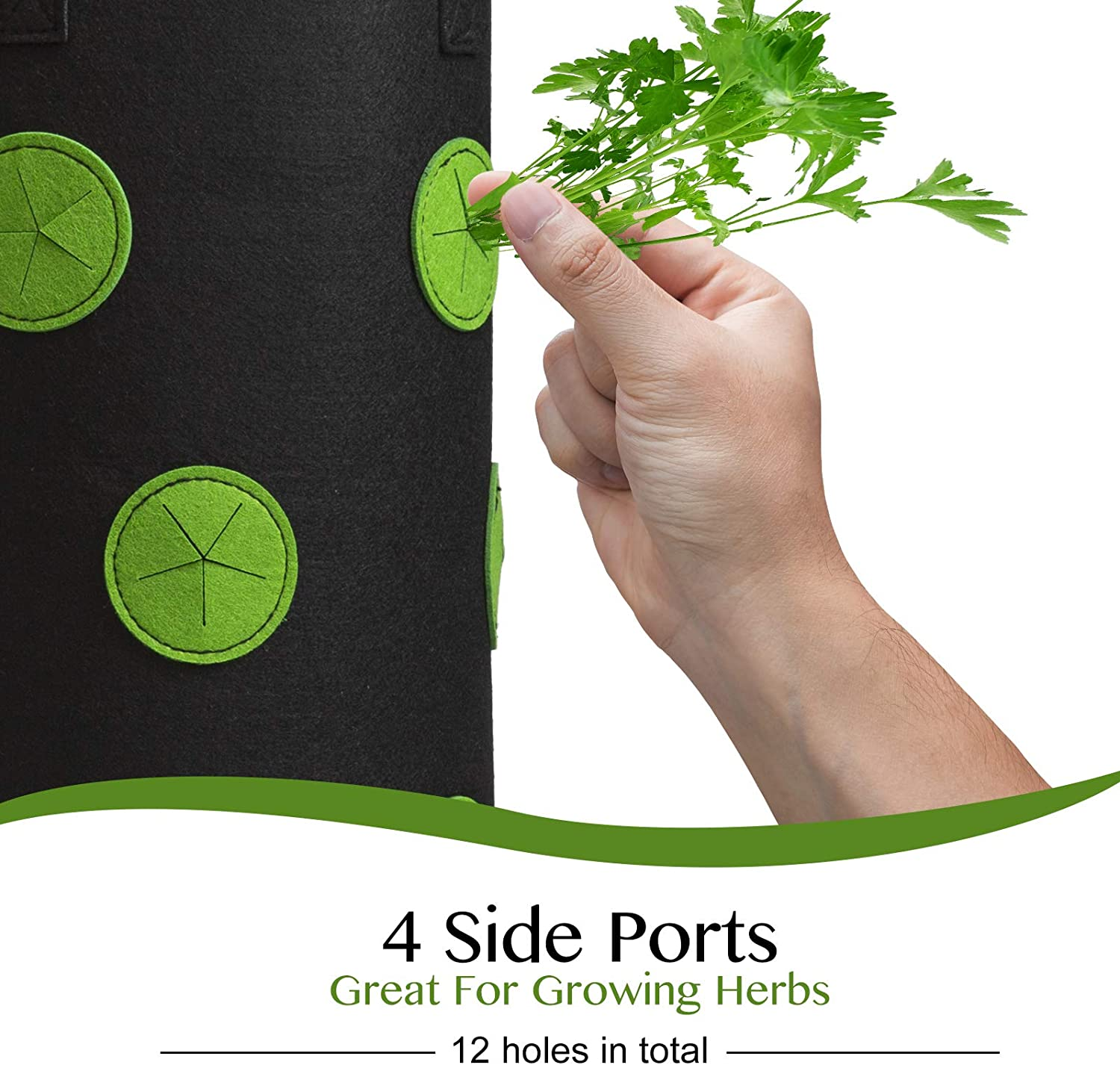 2 Pack Black and Green Upside down Tomato & Herb Planter, Hanging Durable Aeration Fabric Strawberry Planter Bags image number 3