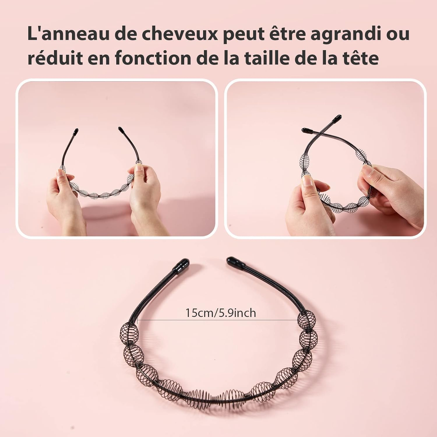 Pack of 12 Metal Headbands, Wave Hair Bands for Men and Women with Non-Slip Teeth, Black Non-Slip Elastic Fashion Headband Hair Styling Accessories for Sports, Fitness, Daily Makeup (Black) image number 2