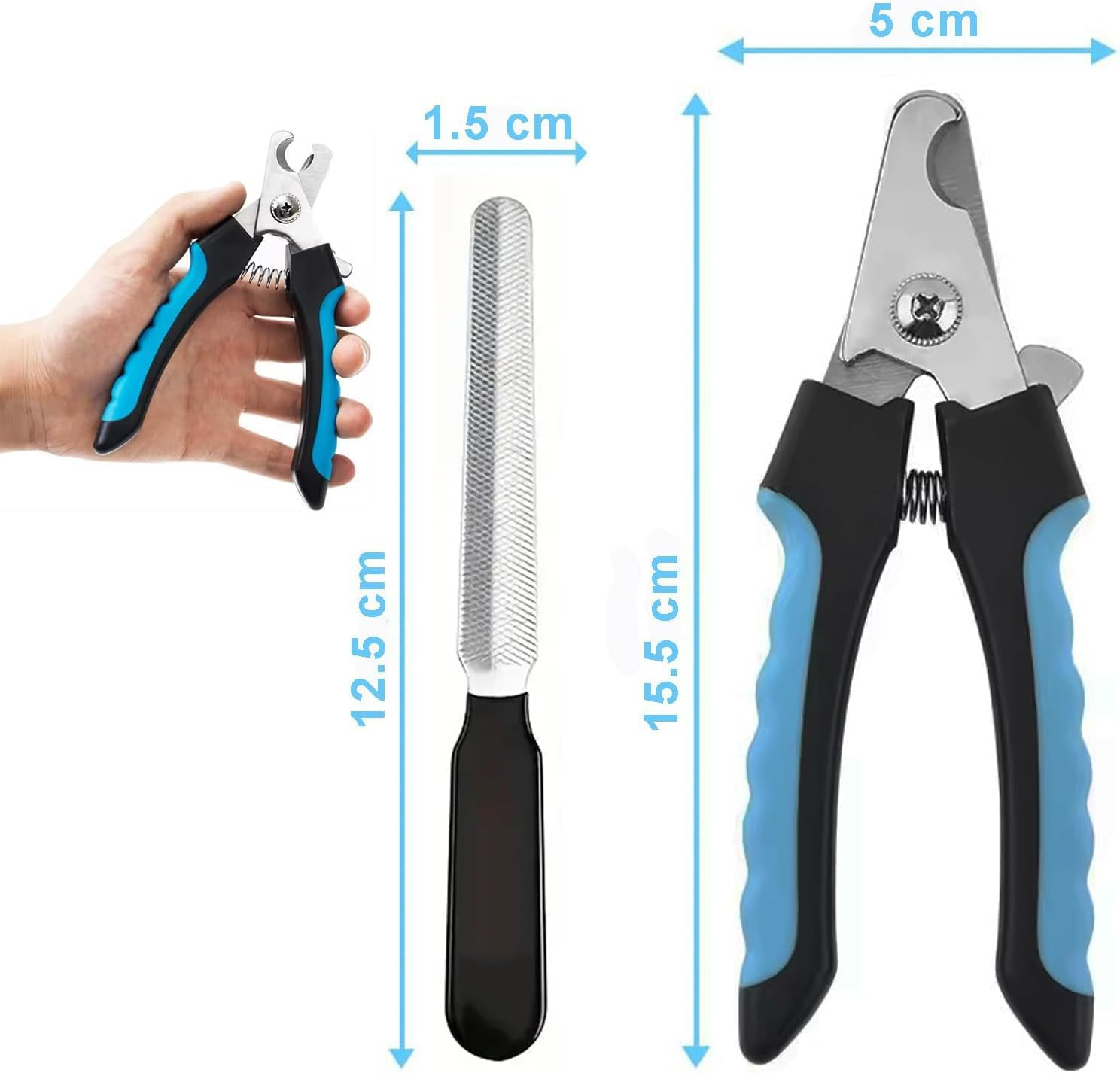 CUEMOON Professional Nail Scissors for Dogs and Cats with Nail File, Stainless Steel Claw Clippers, High Quality Claw Care Cutter for Large and Medium Dogs and Cats in Animal Salon image number 1